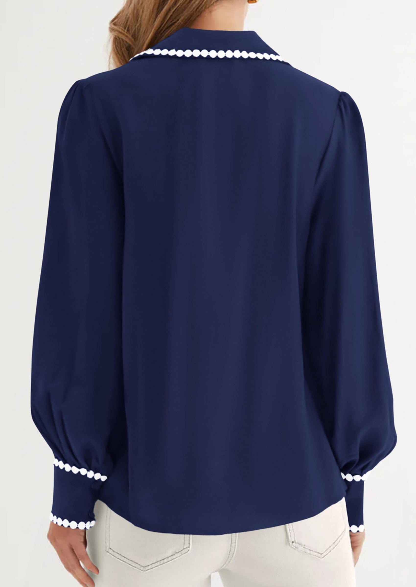 Womens Long Sleeve Button Down Shirts Trendy V Neck Loose Fit Fall Tops Collared Dressy Casual Blouses