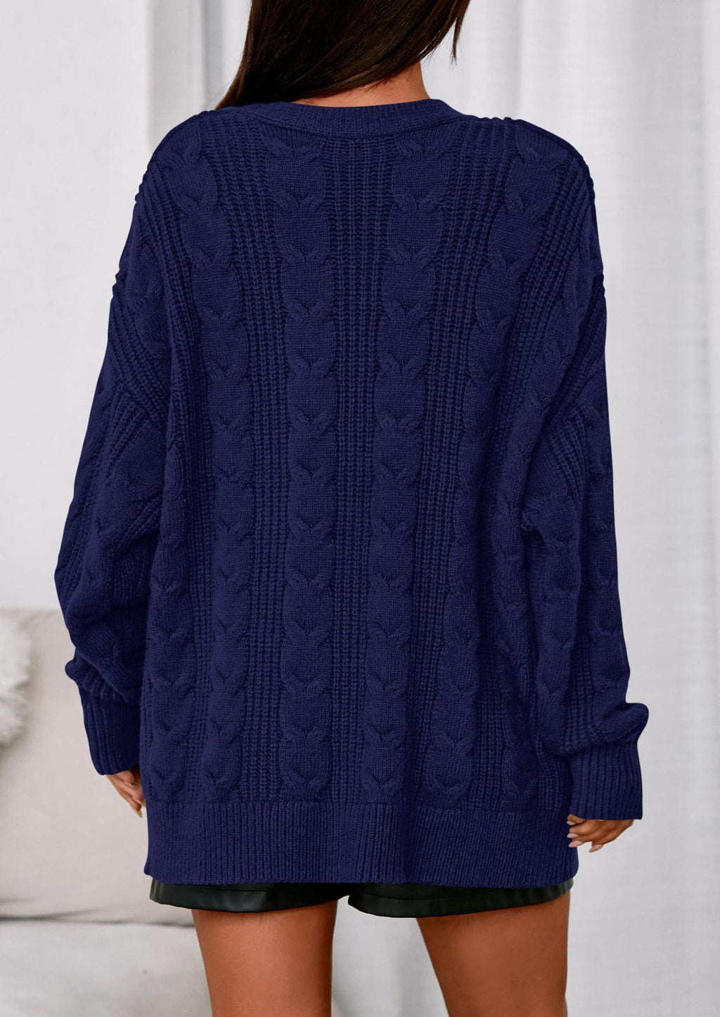 Women's Cable Knit Sweaters Fall Oversized Chunky Open Front Long Sleeve Cardigan Winter Coats