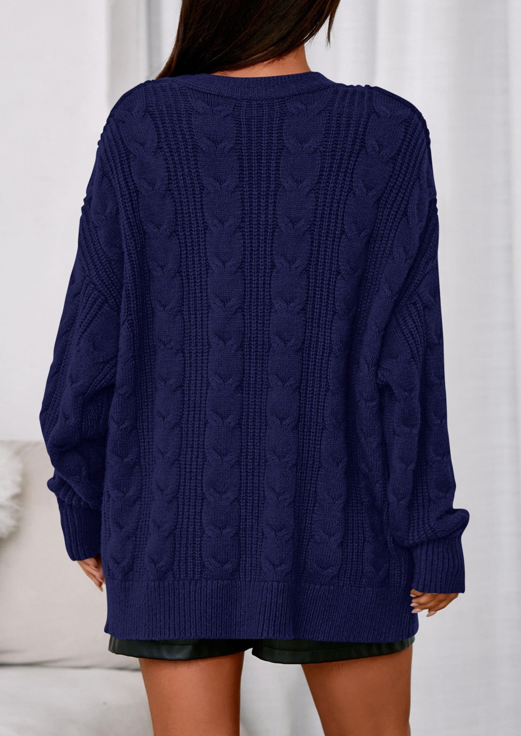 Women's Cable Knit Sweaters Fall Oversized Chunky Open Front Long Sleeve Cardigan Winter Coats