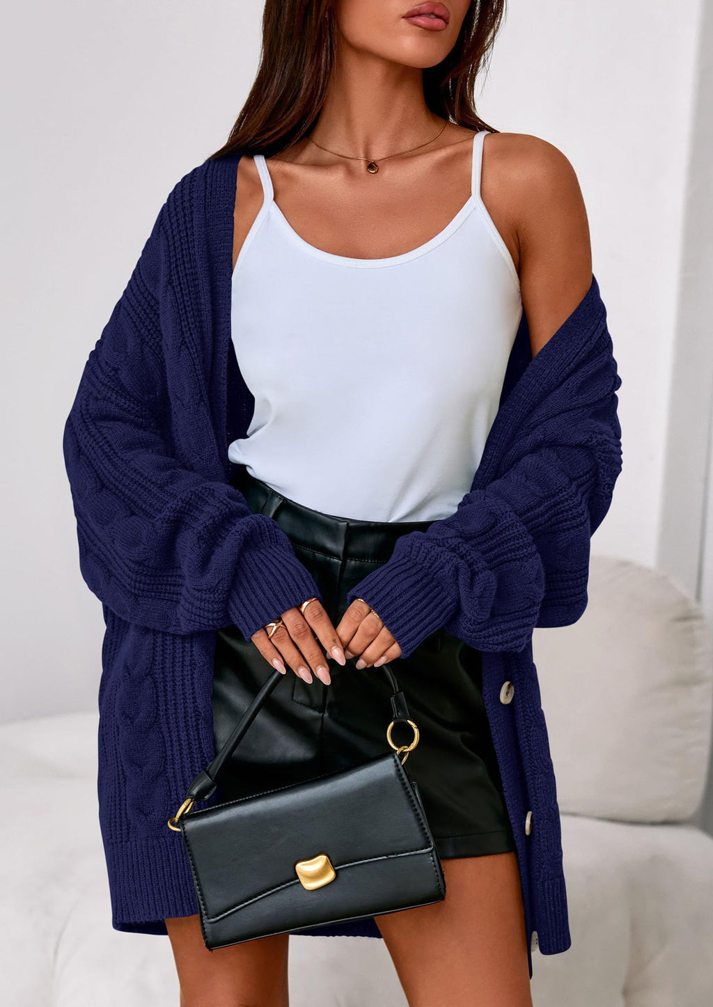 Women's Cable Knit Sweaters Fall Oversized Chunky Open Front Long Sleeve Cardigan Winter Coats