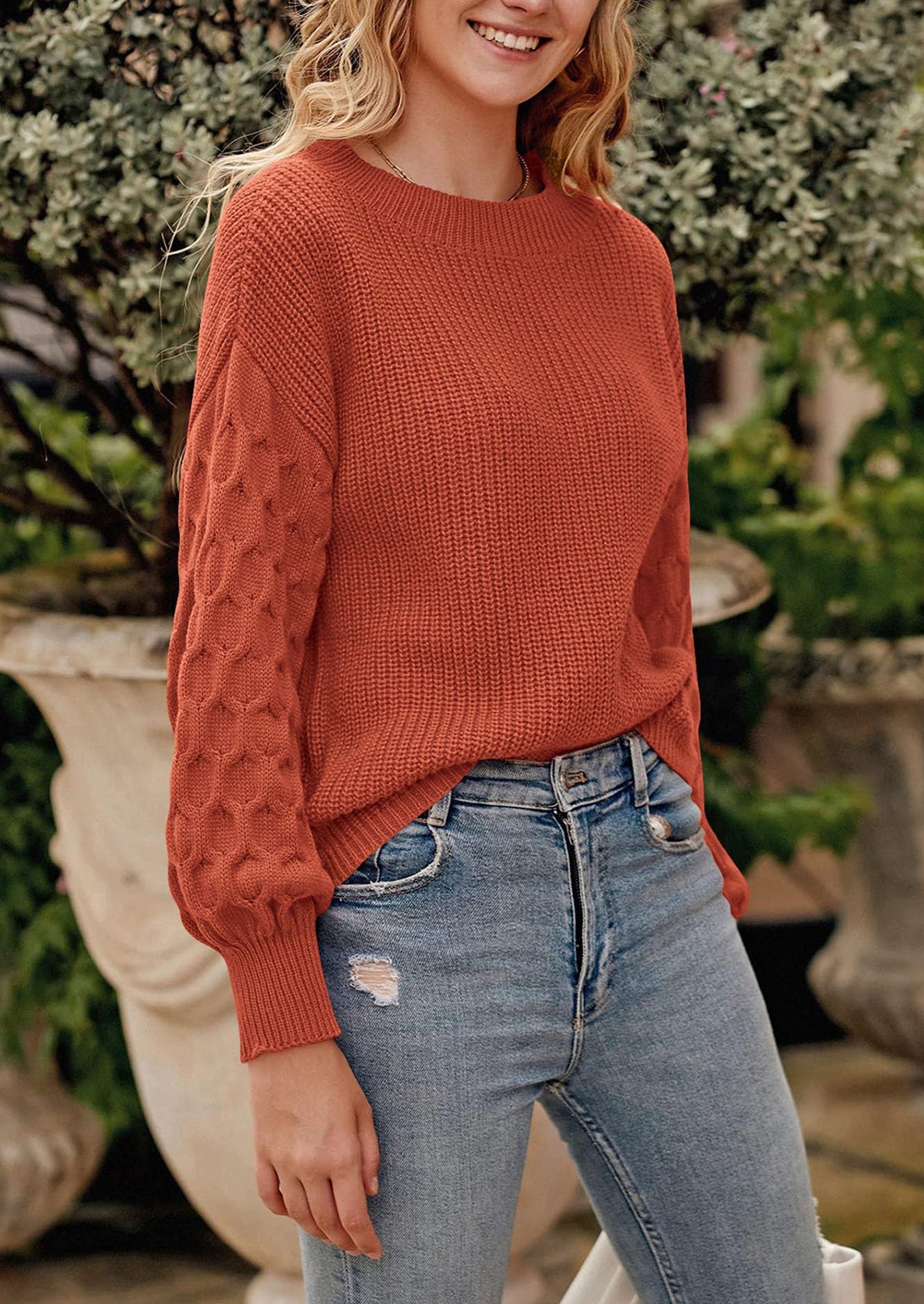 Women's Fall Pullover Sweater Casual Long Sleeve Loose Chunky Knit Tops Blouse Winter Fashion Clothing