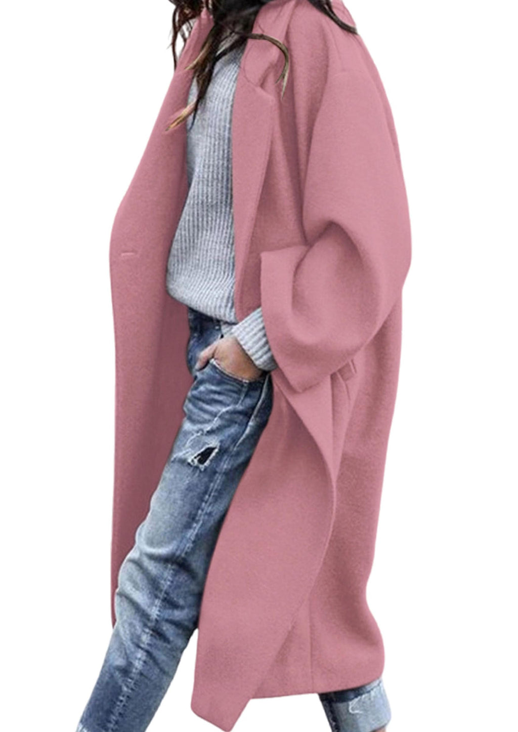Womens Winter Coats Trendy Long Sleeve Notch Lapel Button Long Jackets Casual Oversized Vacation Outfits