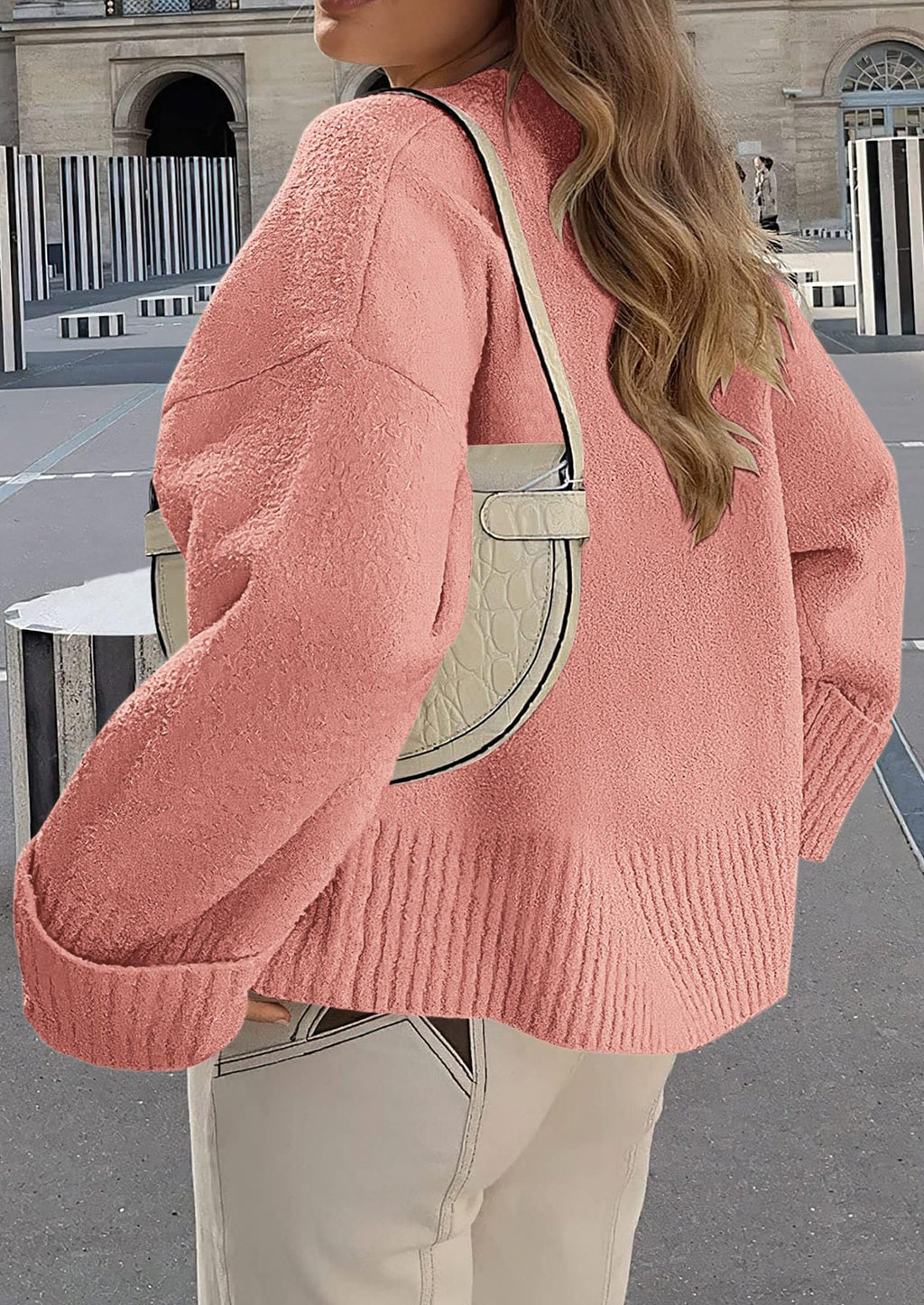 Women's Fall Oversized Sweaters Casual Crewneck Pullover Long Sleeve Fuzzy Chunky Knit Tops Blouse