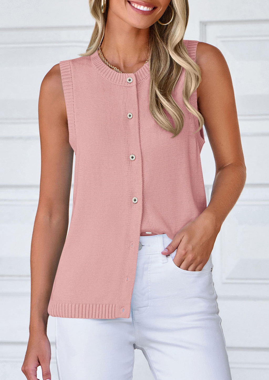 Sweater Vest Women Spring Summer Casual Lightweight Knit Sleeveless Button Down Tank Tops Trendy Clothes