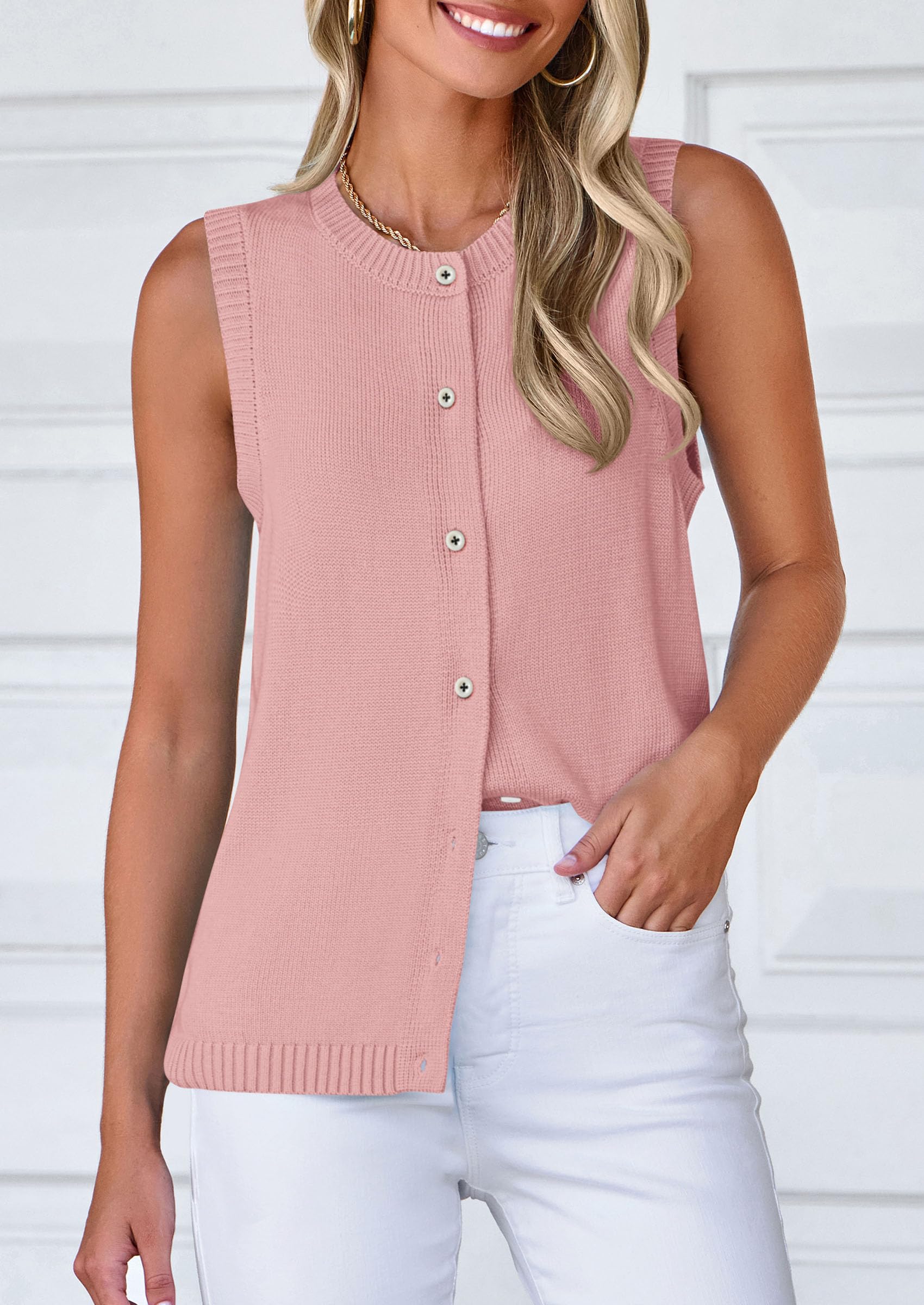 Sweater Vest Women Spring Summer Casual Lightweight Knit Sleeveless Button Down Tank Tops Trendy Clothes