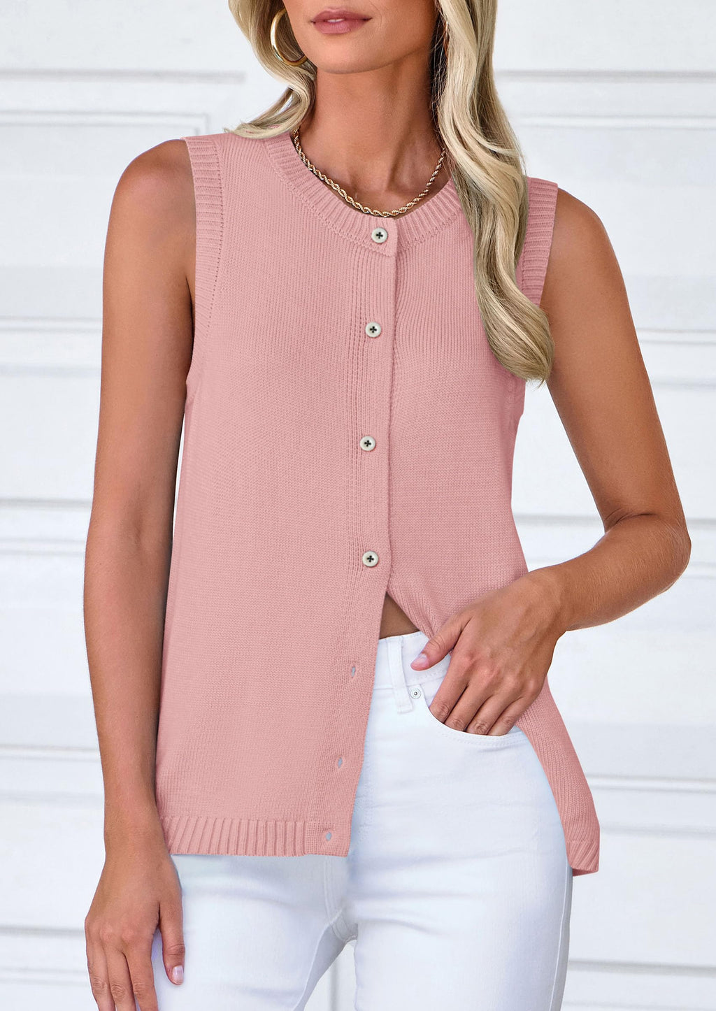 Sweater Vest Women Spring Summer Casual Lightweight Knit Sleeveless Button Down Tank Tops Trendy Clothes