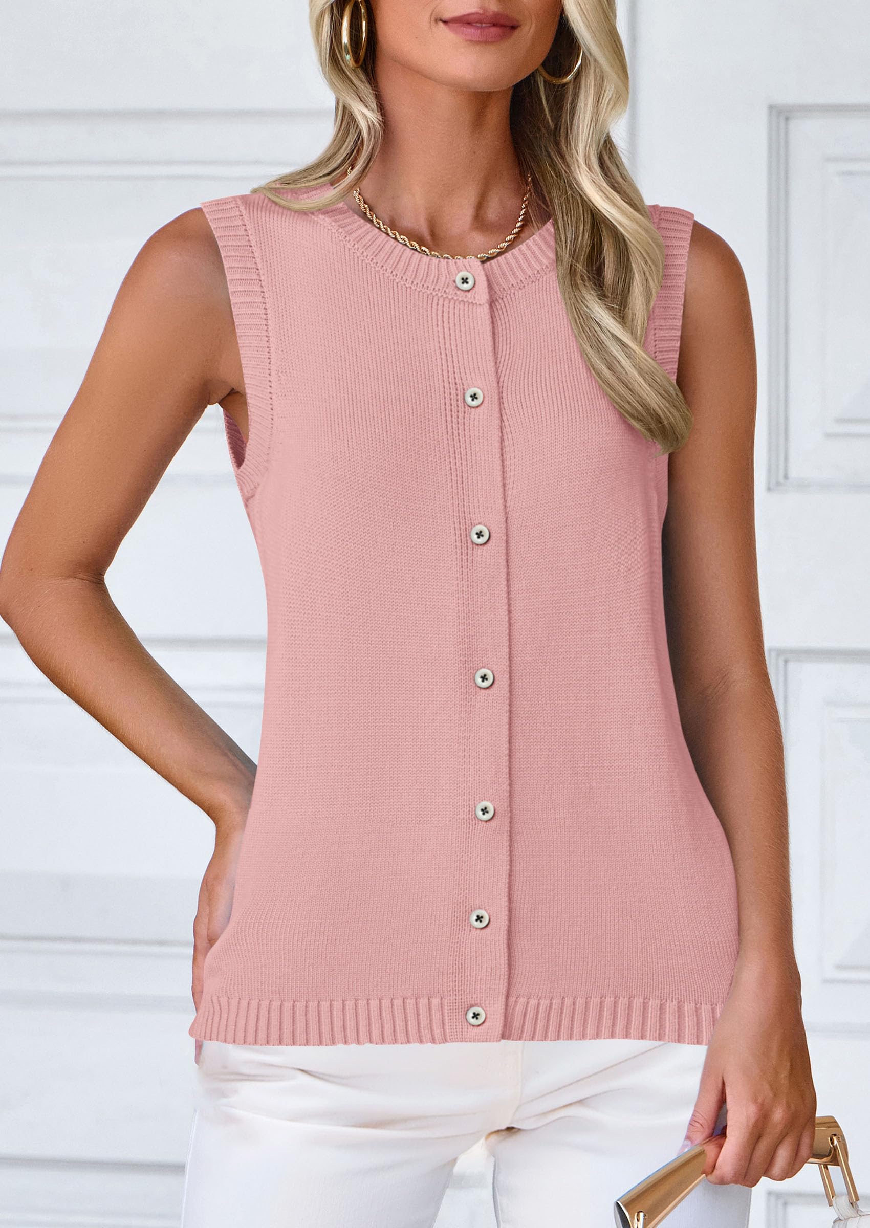 Sweater Vest Women Spring Summer Casual Lightweight Knit Sleeveless Button Down Tank Tops Trendy Clothes