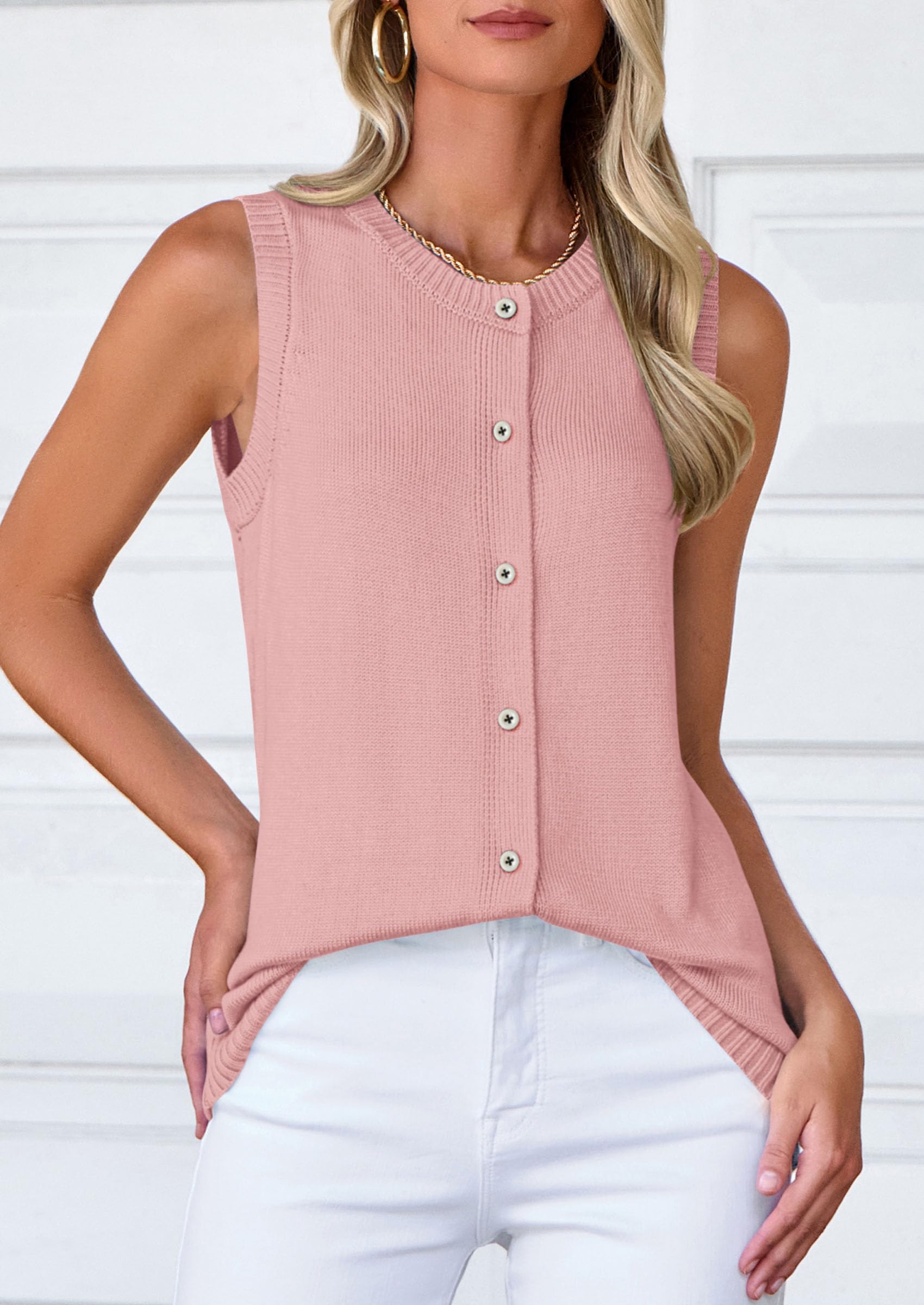 Sweater Vest Women Spring Summer Casual Lightweight Knit Sleeveless Button Down Tank Tops Trendy Clothes