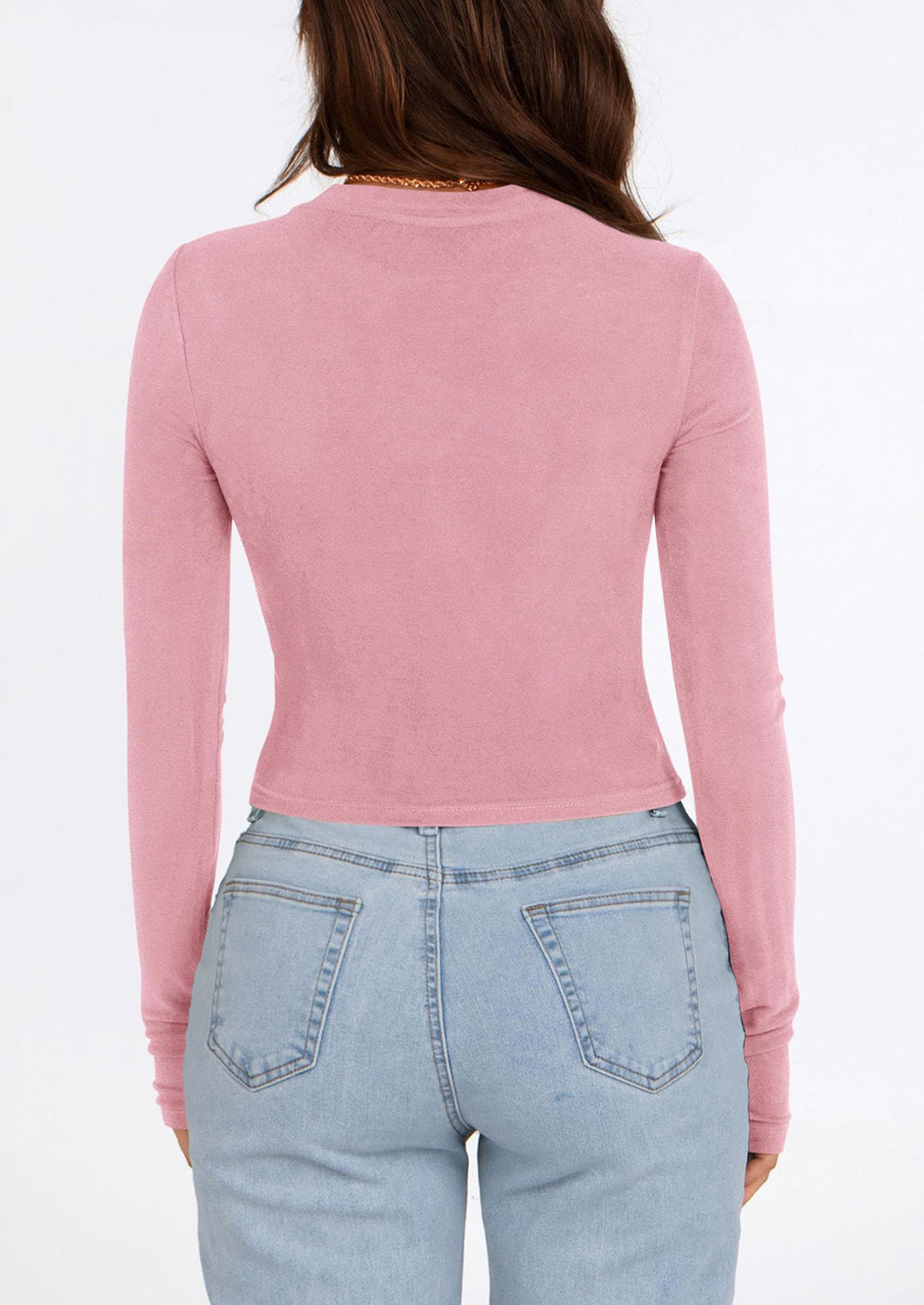 Women's Long Sleeve Crop Tops Y2K Spring Fall Fashion Clothes Basic Slim Fit Tee Shirts Blouse