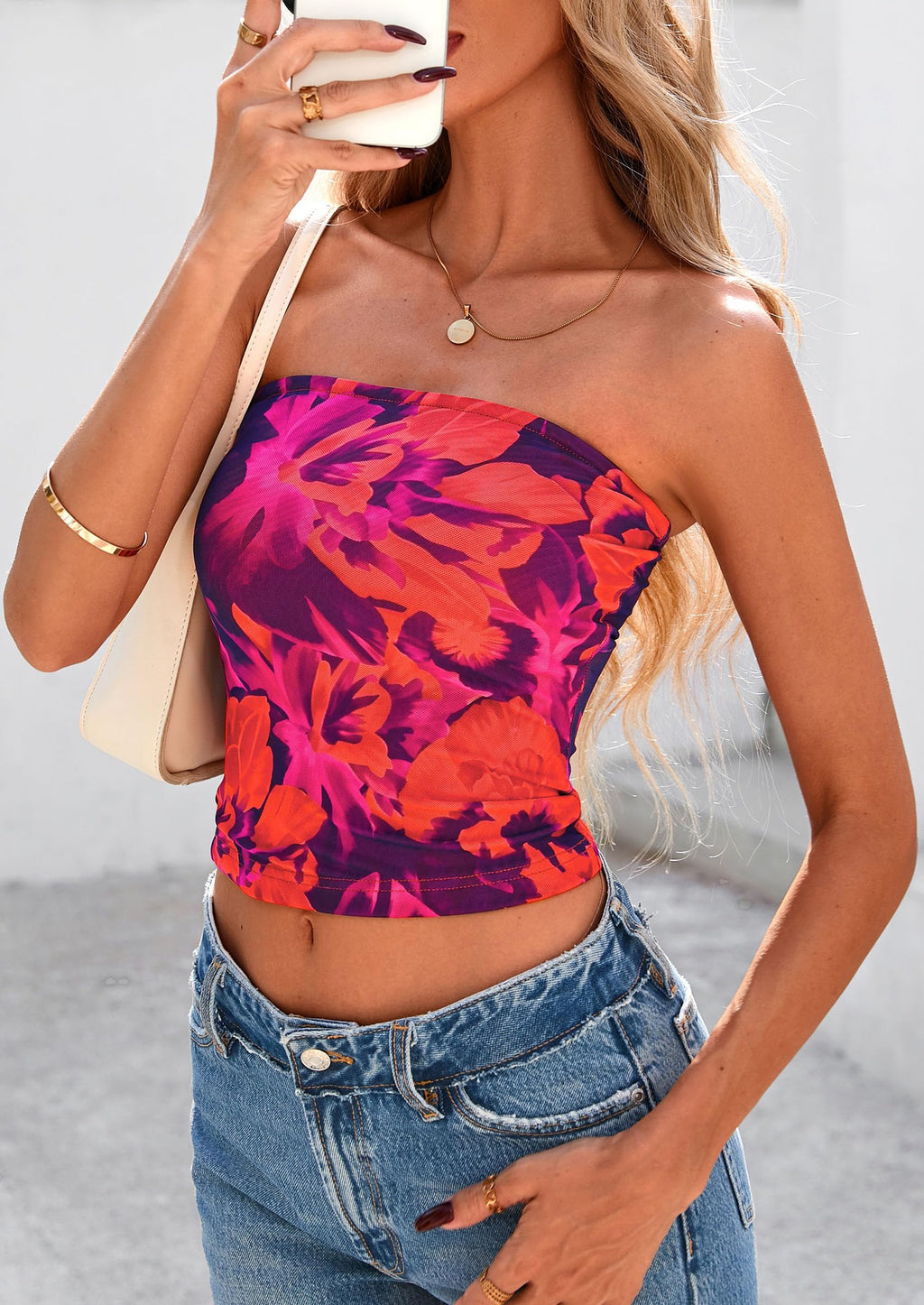 Strapless Tube Tops for Women Summer Mesh Floral Y2K Bandeau Cute Crop Top Trendy Going Out Outfits