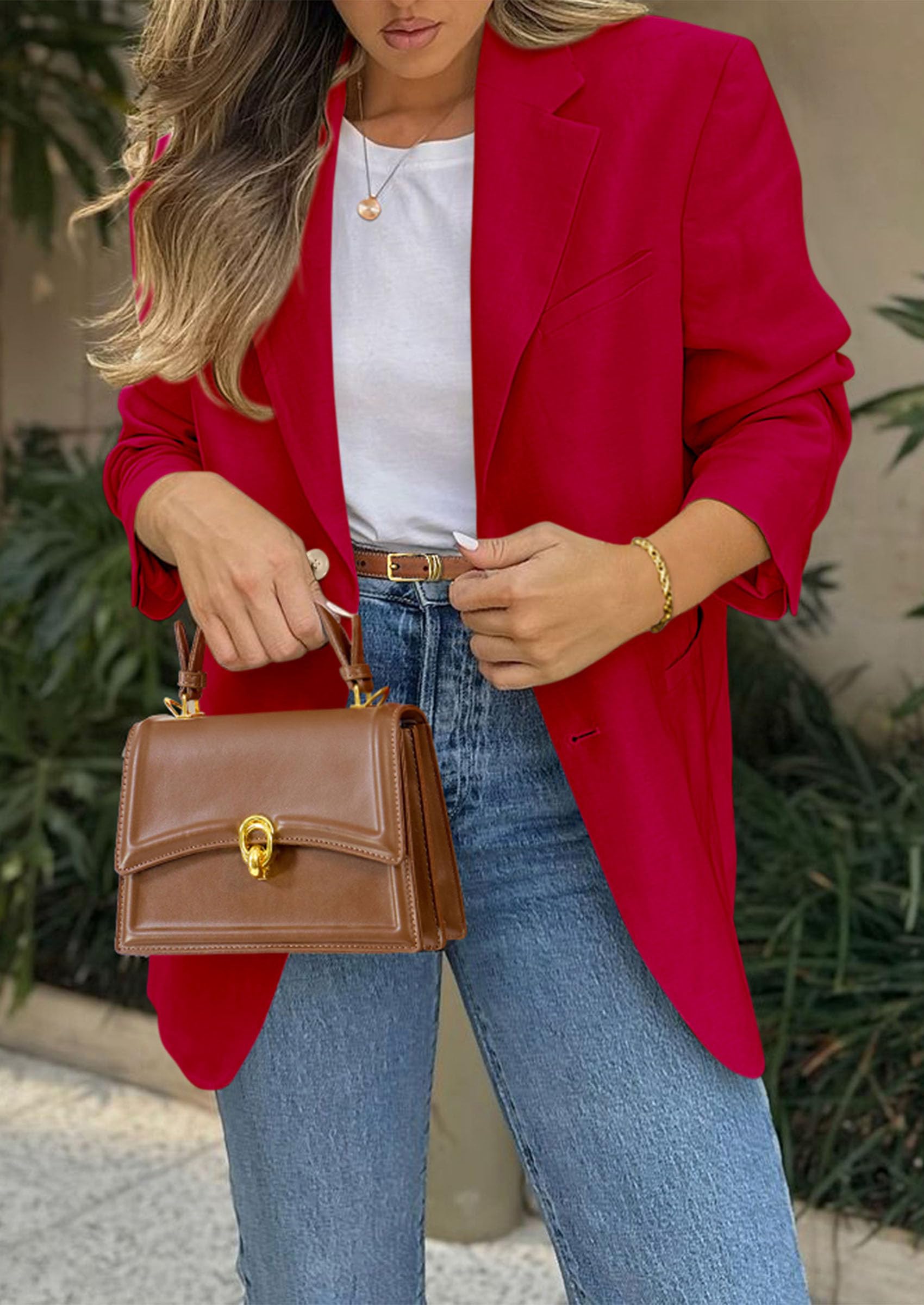 Blazers for Women Business Casual Long Sleeve Lapel Open Front Suit Jacket Work Blazer with Pockets