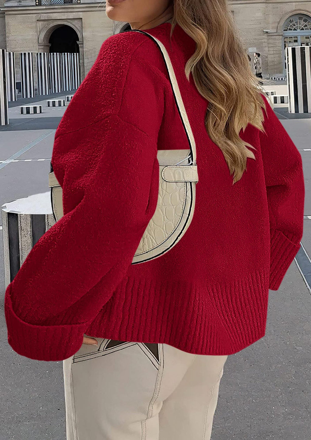 Women's Fall Oversized Sweaters Casual Crewneck Pullover Long Sleeve Fuzzy Chunky Knit Tops Blouse