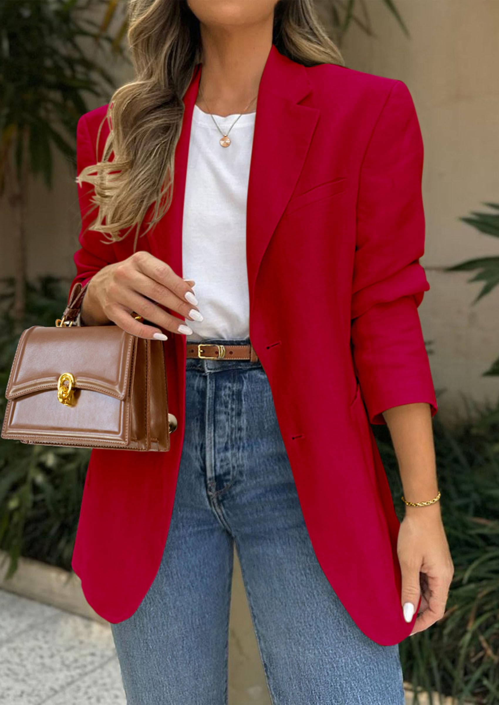 Blazers for Women Business Casual Long Sleeve Lapel Open Front Suit Jacket Work Blazer with Pockets