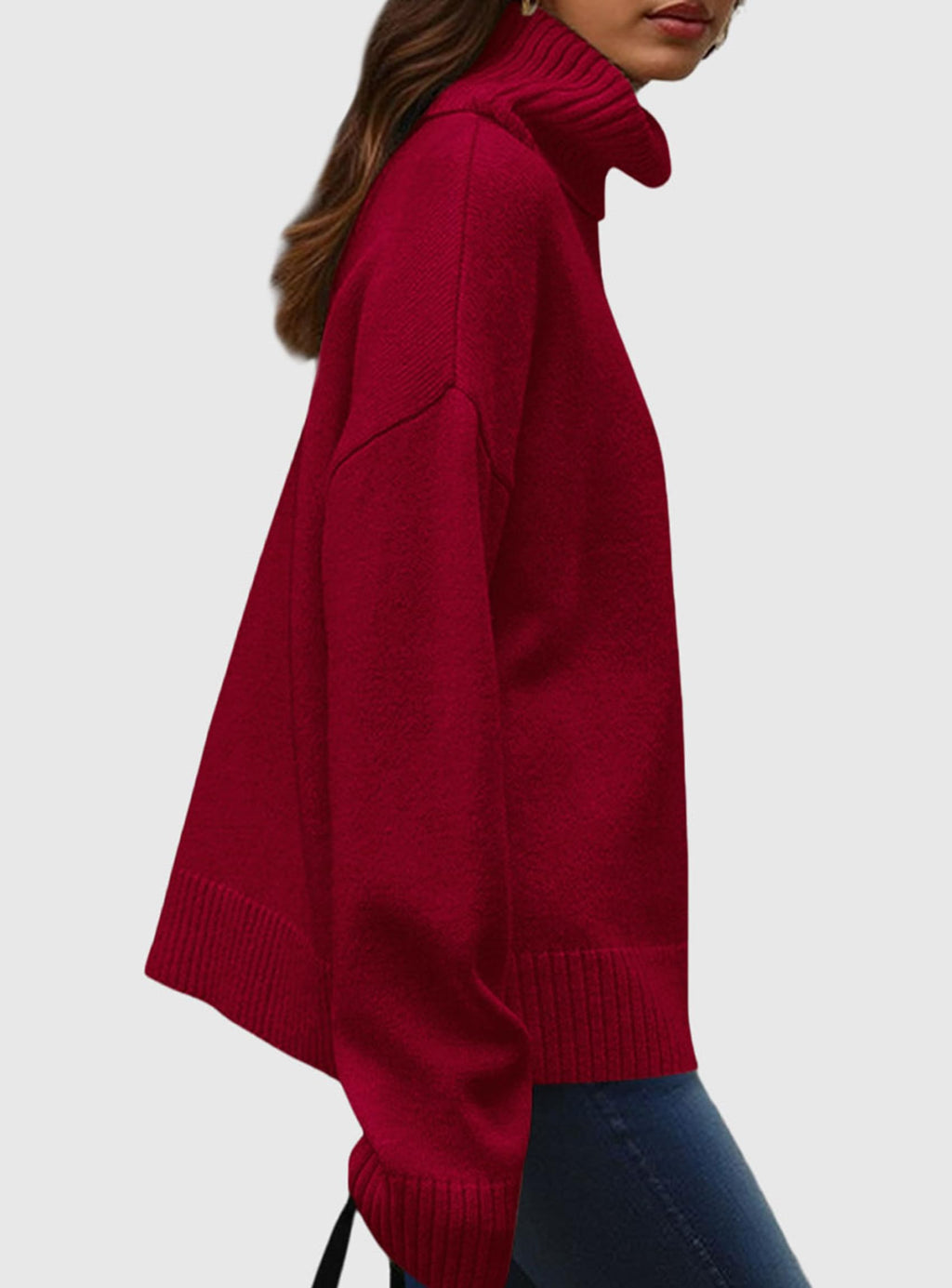 Womens Turtleneck Long Sleeve Sweater Fall Trendy Loose Fit Casual Tops Chunky Knit Pullover Sweaters