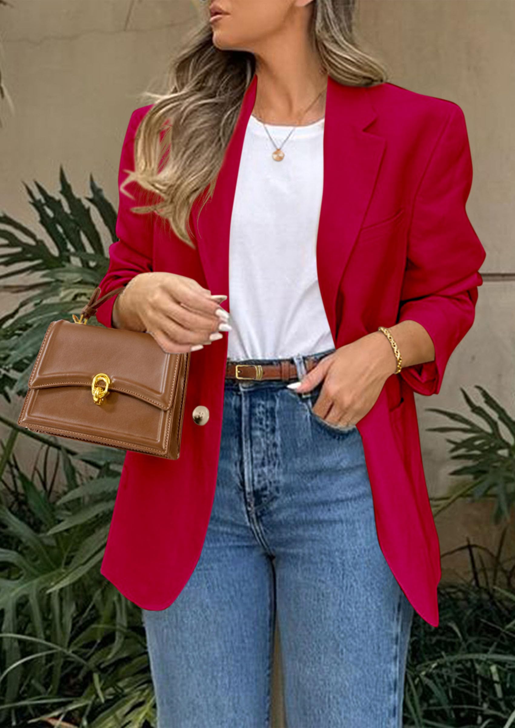 Blazers for Women Business Casual Long Sleeve Lapel Open Front Suit Jacket Work Blazer with Pockets