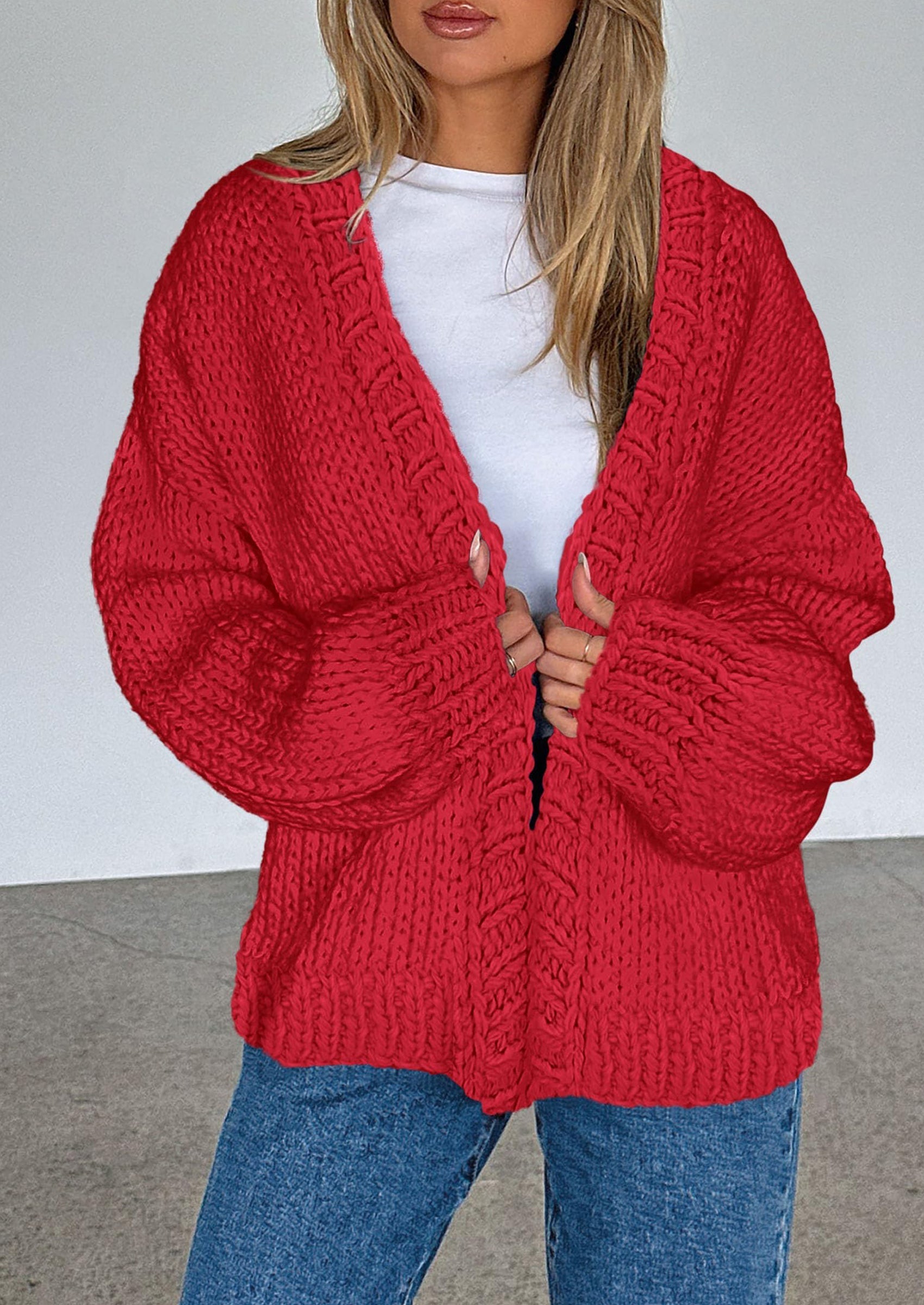 Cardigan Sweaters for Women Trendy Fall Fashion Long Sleeve Chunky Knit Cardigans Winter Clothing Outfits