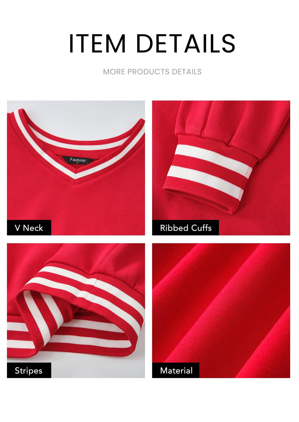 Women's Oversized Sweatshirts Casual Long Sleeve Stripes Knit V Neck Pullover Top Fall Teens Preppy Clothes