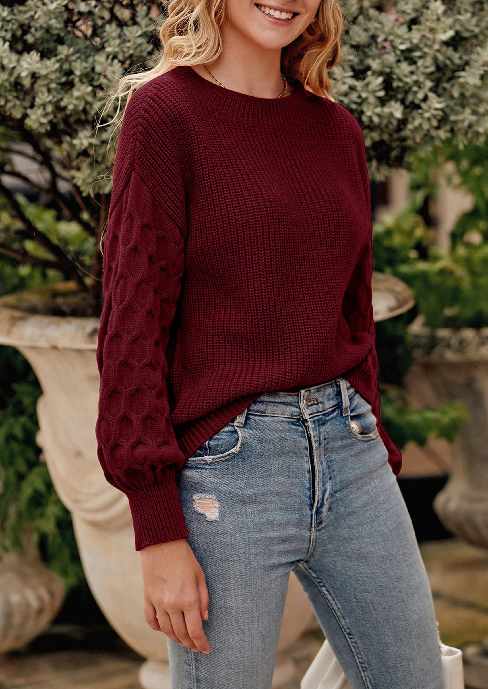 Women's Fall Pullover Sweater Casual Long Sleeve Loose Chunky Knit Tops Blouse Winter Fashion Clothing