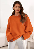 Women's Fall Oversized Sweaters Casual Crewneck Pullover Long Sleeve Fuzzy Chunky Knit Tops Blouse