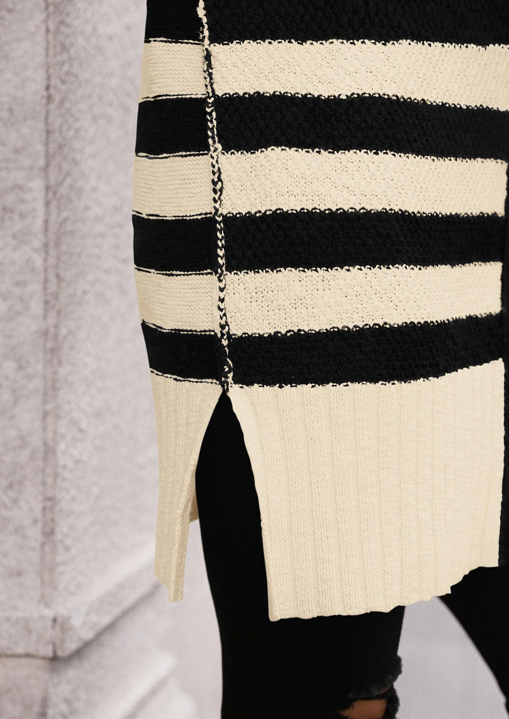 Women's Winter Striped Cardigan Sweaters Long Sleeve Button Down Open Front Chunky Knit Oversized Sweater Coat