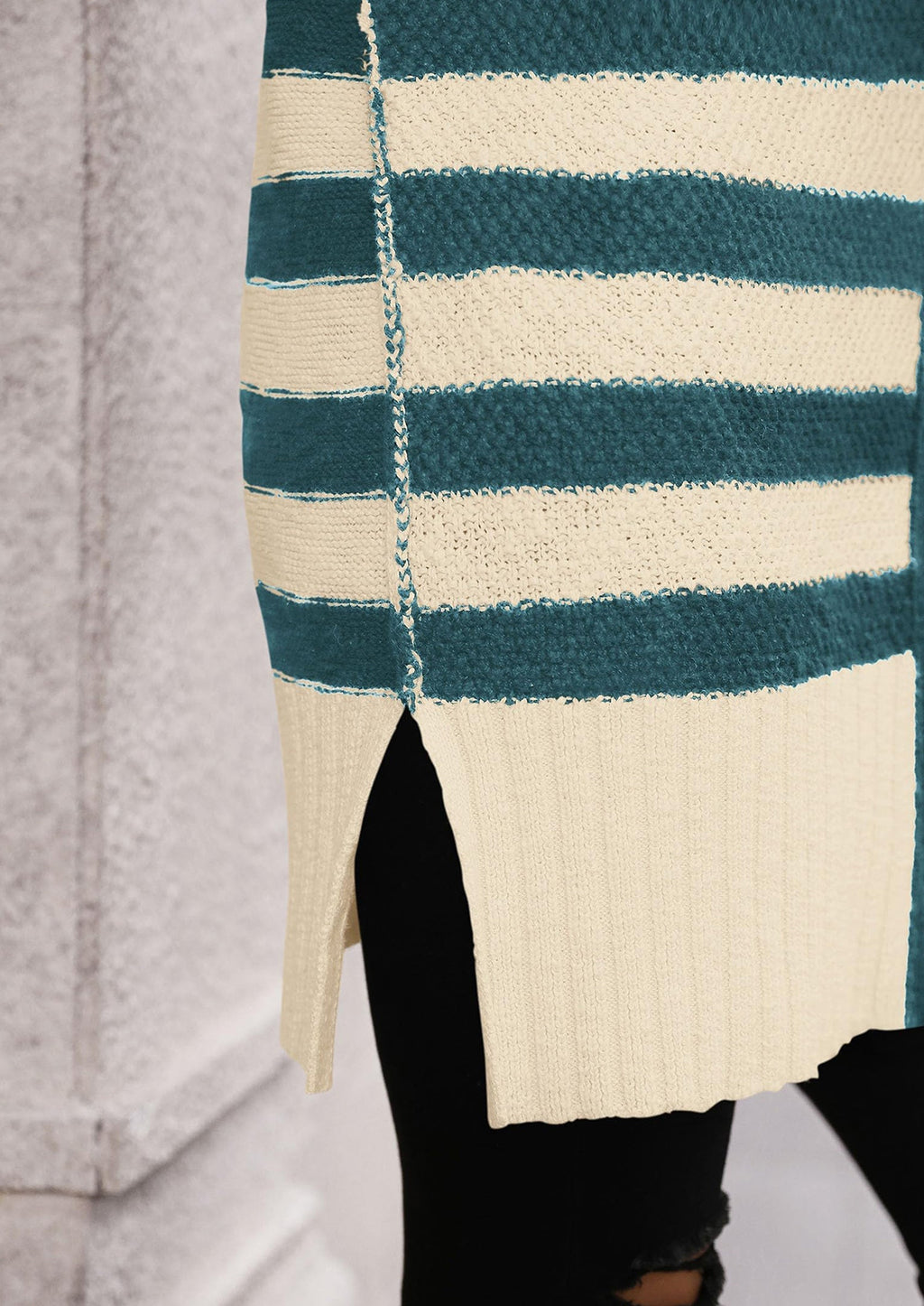 Women's Winter Striped Cardigan Sweaters Long Sleeve Button Down Open Front Chunky Knit Oversized Sweater Coat