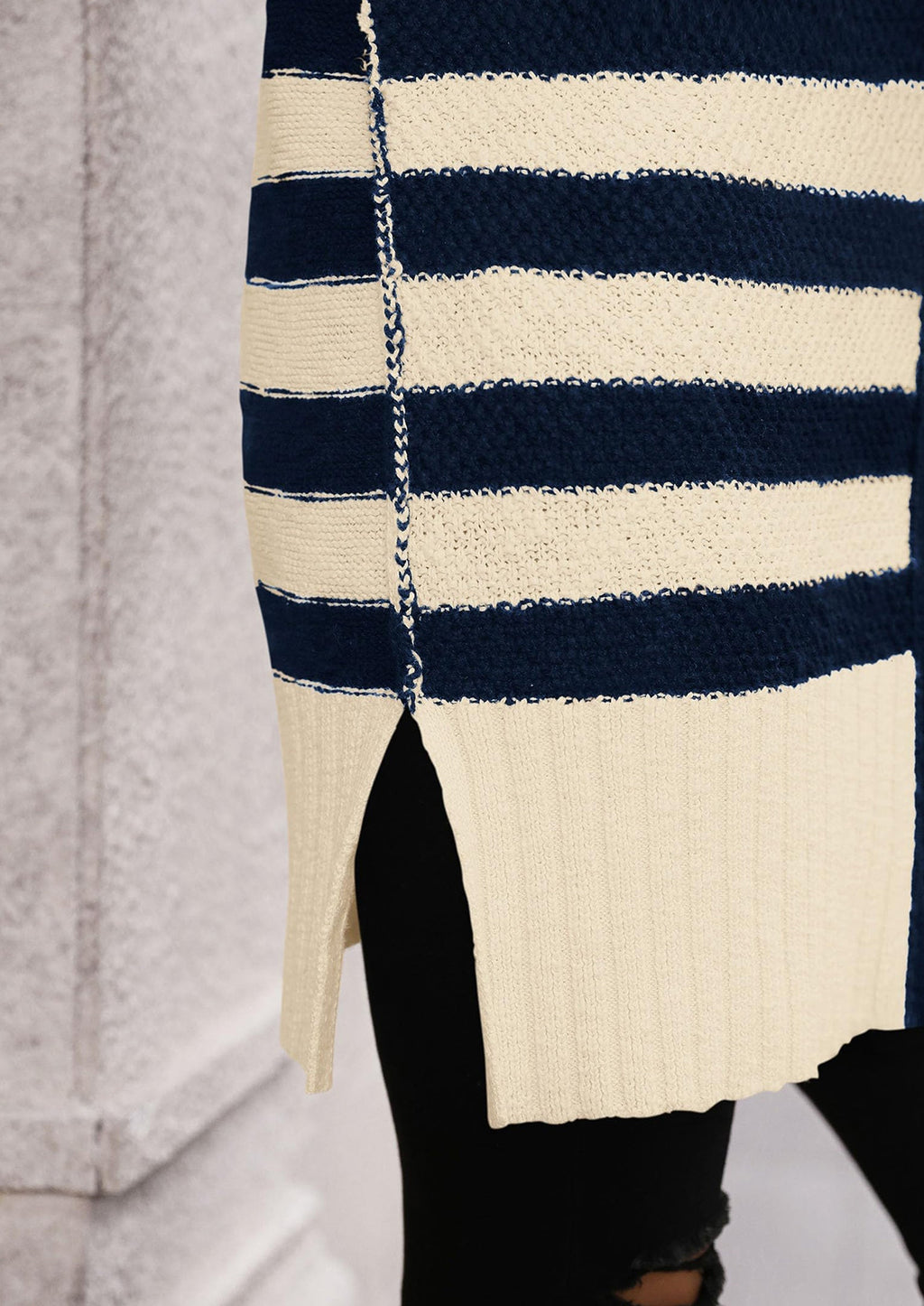 Women's Winter Striped Cardigan Sweaters Long Sleeve Button Down Open Front Chunky Knit Oversized Sweater Coat