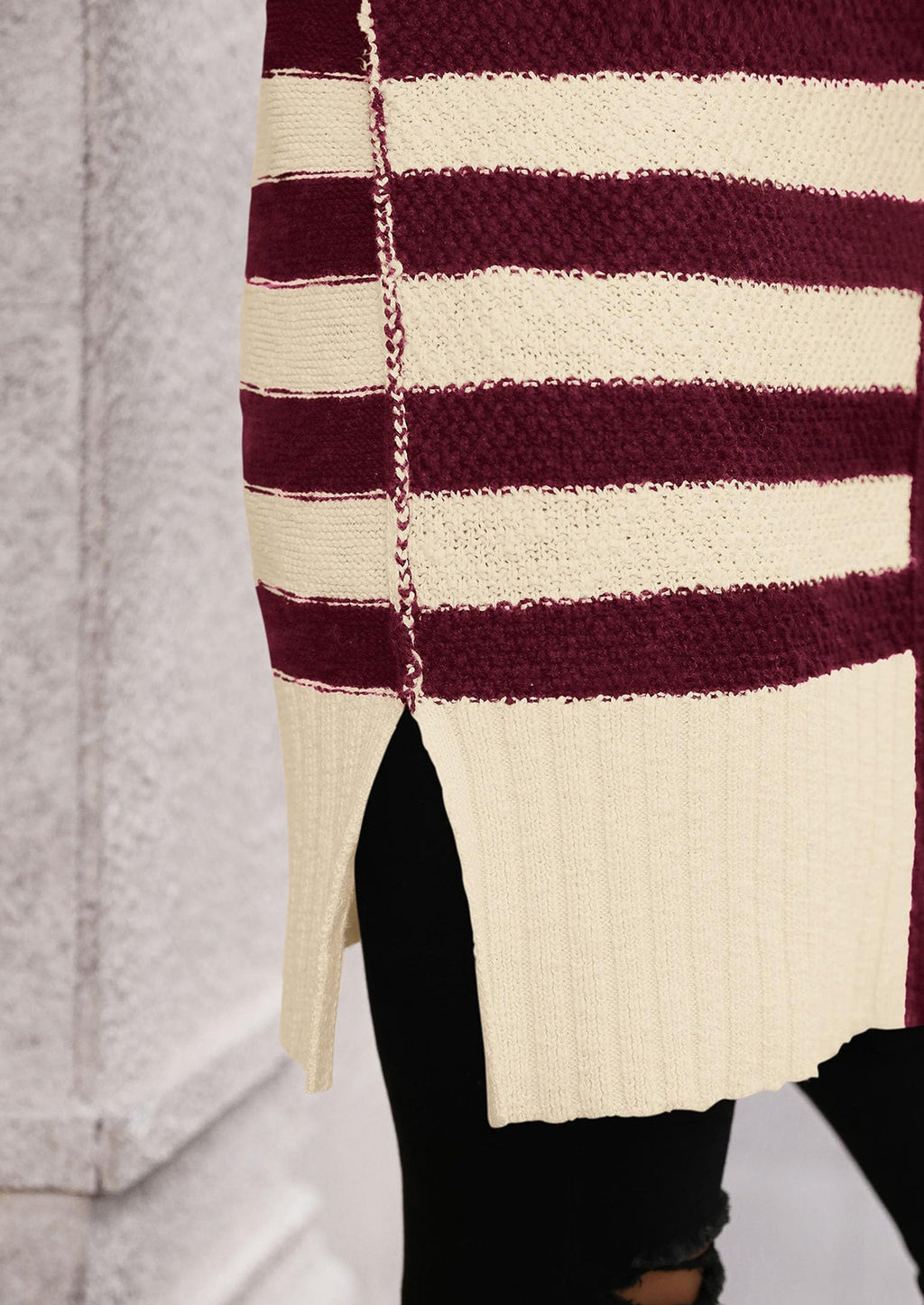 Women's Winter Striped Cardigan Sweaters Long Sleeve Button Down Open Front Chunky Knit Oversized Sweater Coat