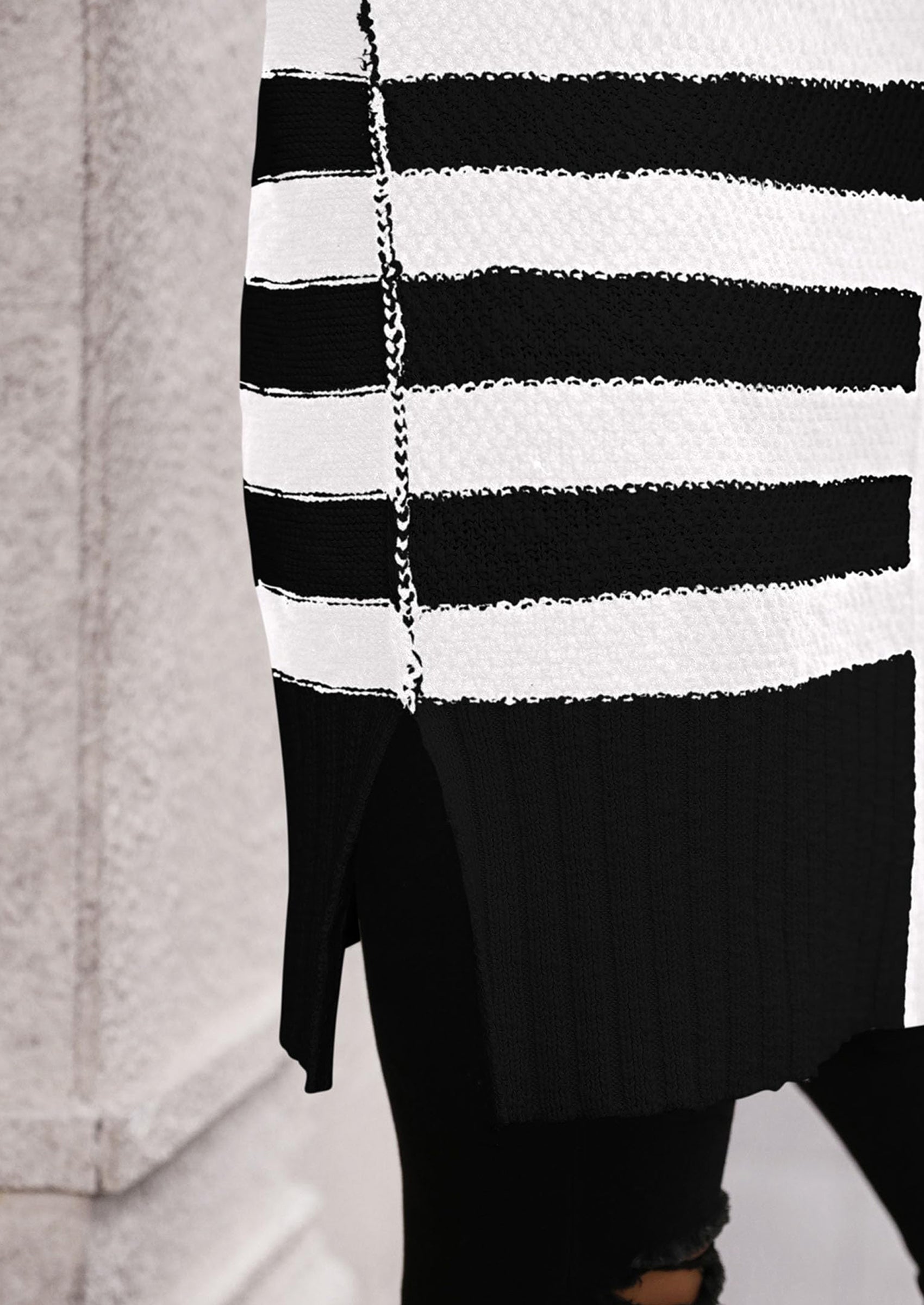 Women's Winter Striped Cardigan Sweaters Long Sleeve Button Down Open Front Chunky Knit Oversized Sweater Coat