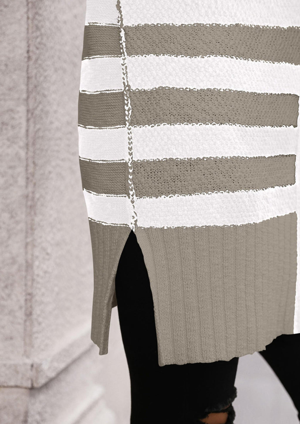 Women's Winter Striped Cardigan Sweaters Long Sleeve Button Down Open Front Chunky Knit Oversized Sweater Coat