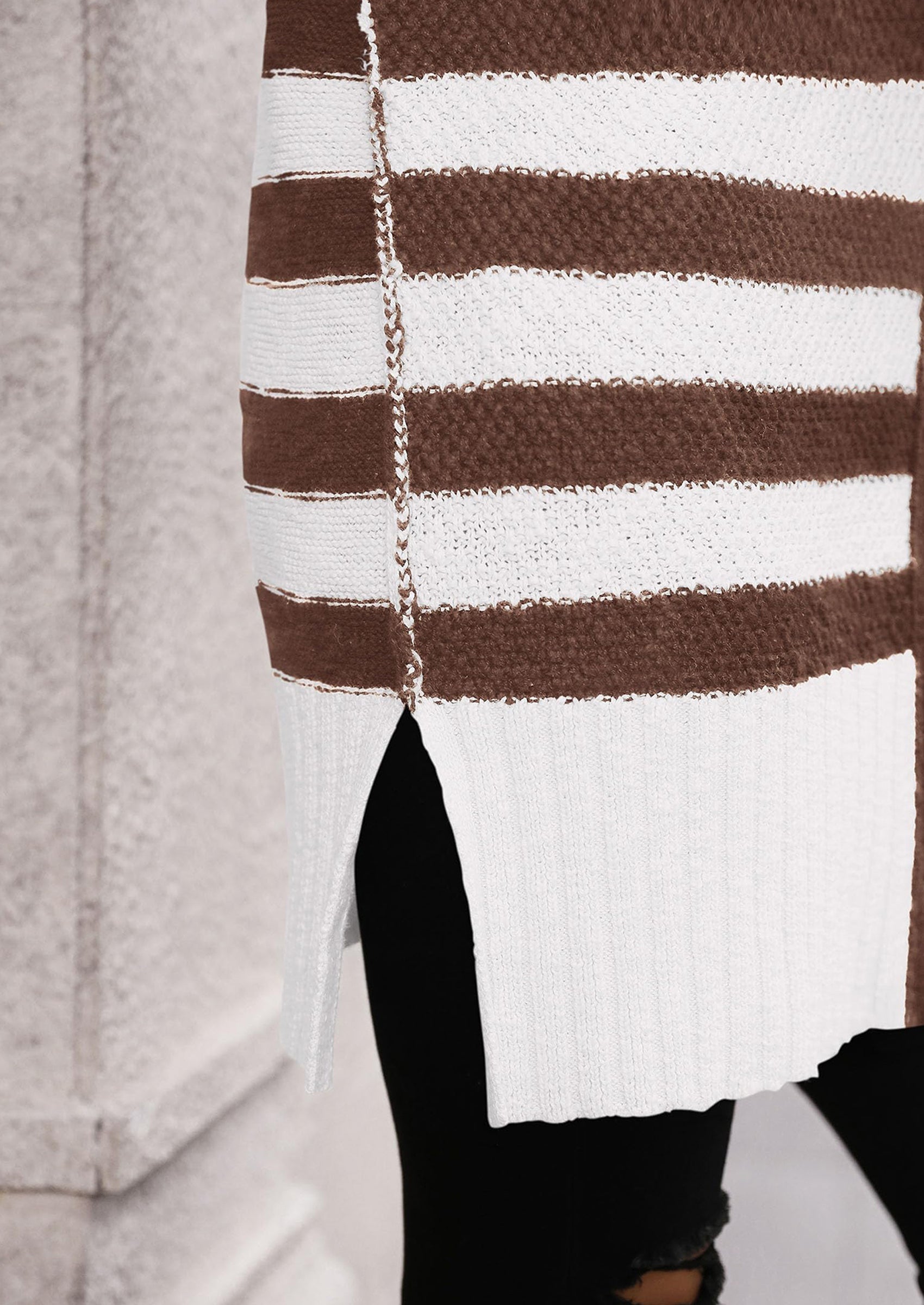 Women's Winter Striped Cardigan Sweaters Long Sleeve Button Down Open Front Chunky Knit Oversized Sweater Coat