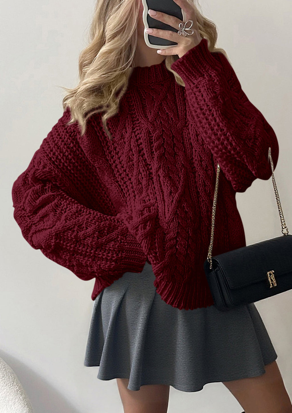 Women's Oversized Fall Sweaters Casual Long Sleeve Crewneck Chunky Cable Knit Pullover Tops Winter Clothes