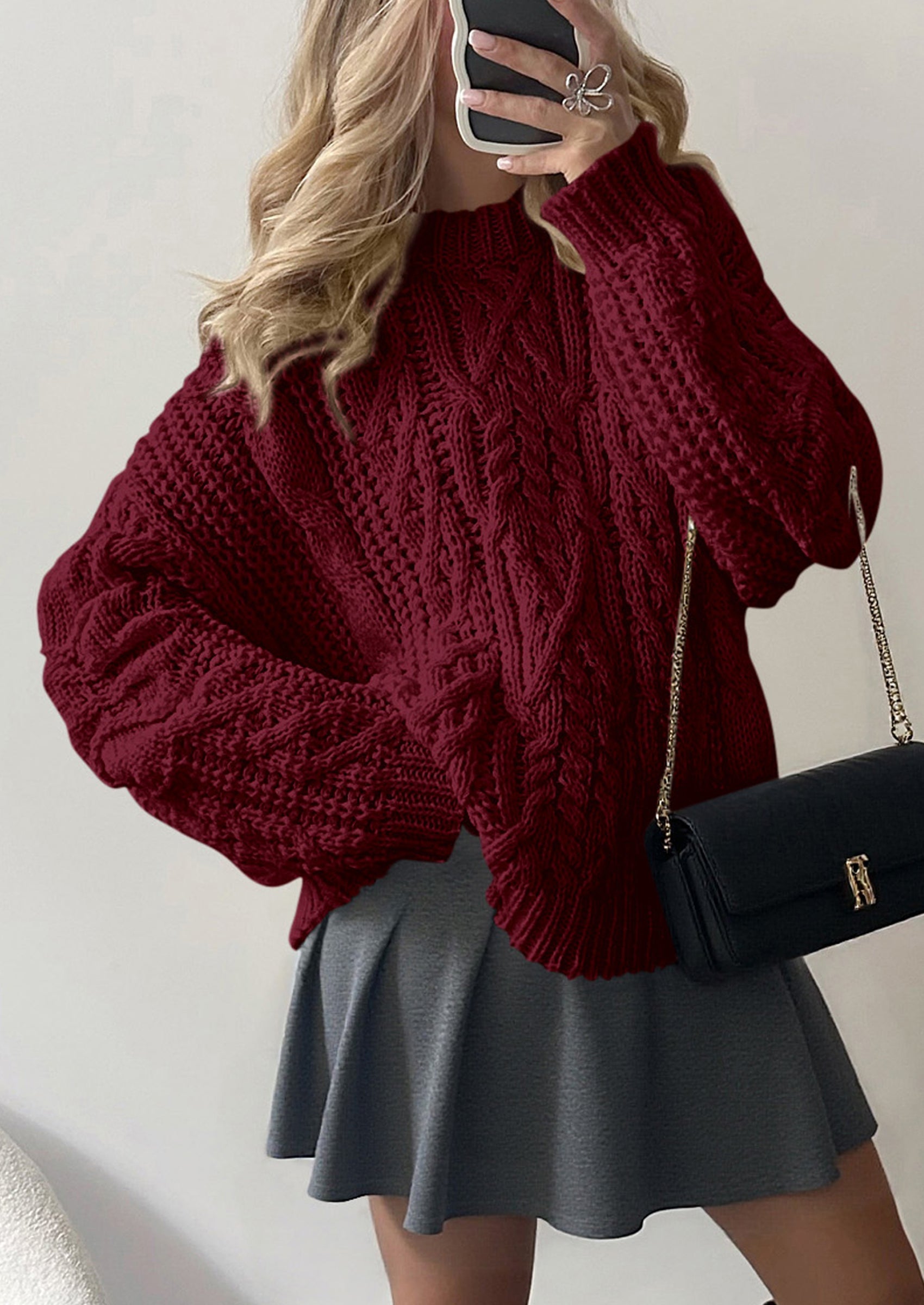 Women's Oversized Fall Sweaters Casual Long Sleeve Crewneck Chunky Cable Knit Pullover Tops Winter Clothes