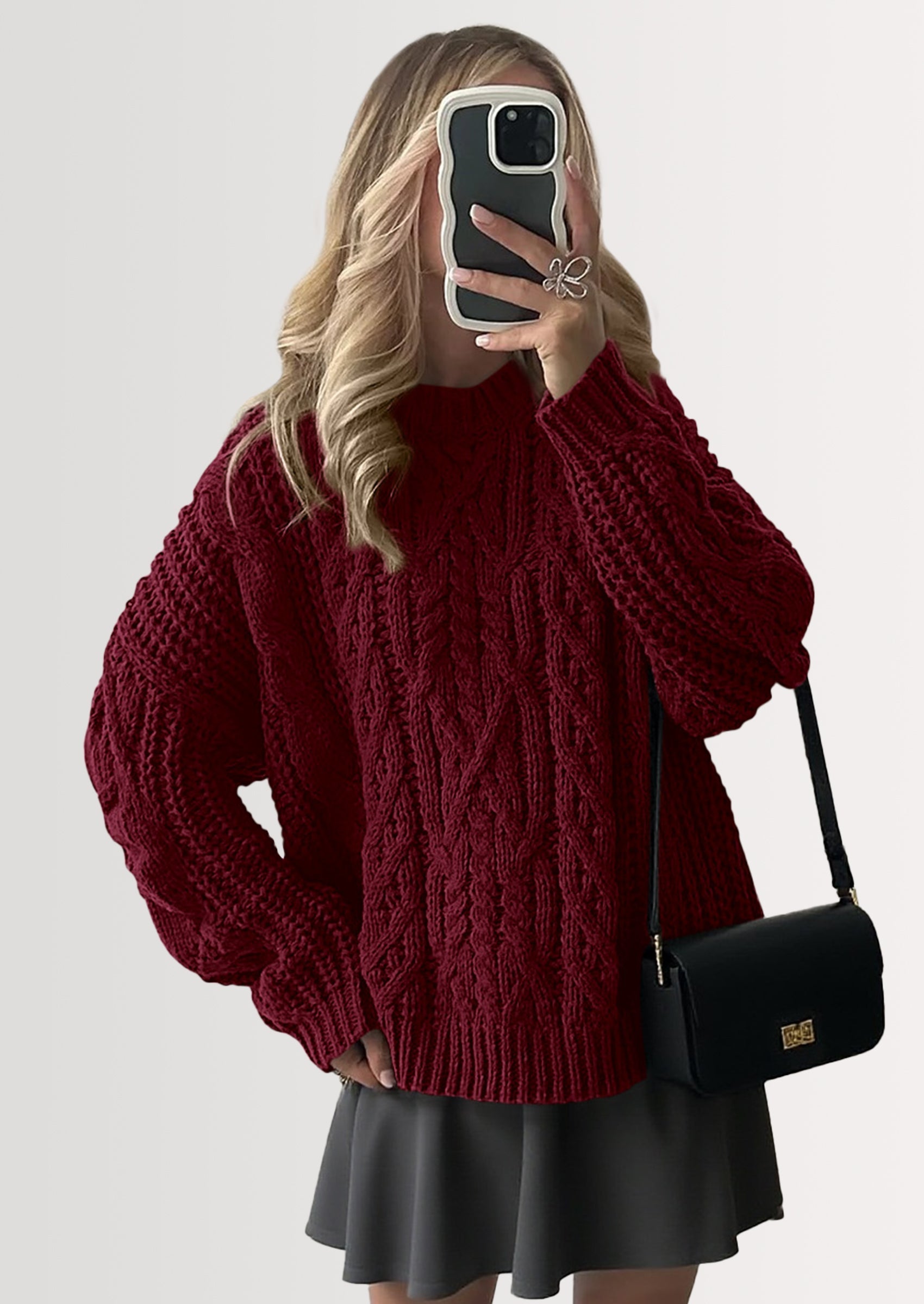 Women's Oversized Fall Sweaters Casual Long Sleeve Crewneck Chunky Cable Knit Pullover Tops Winter Clothes