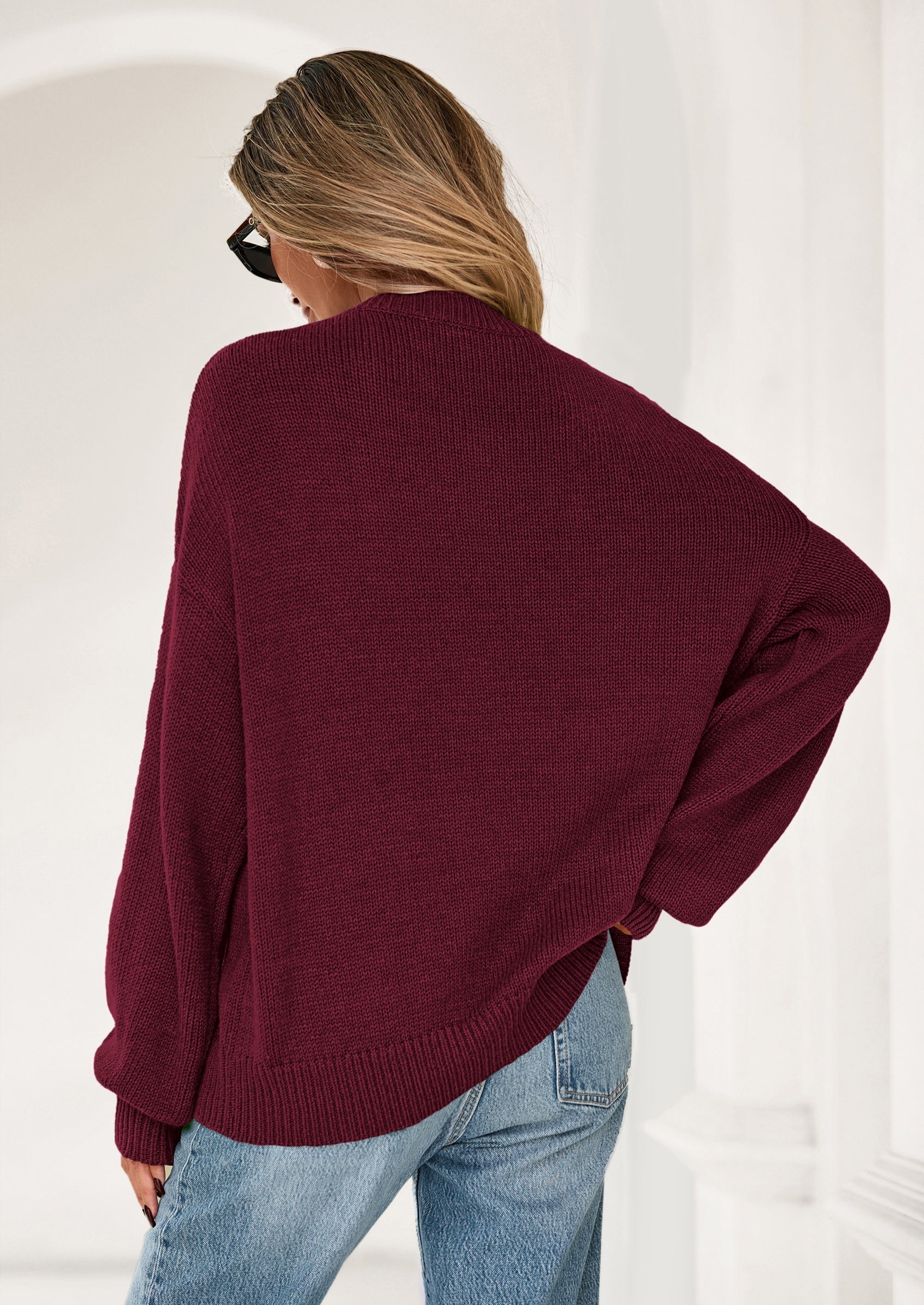 Womens Sweaters Fall Fashion Long Sleeve Crewneck Floral Knit Pullover Sweater Tops Winter Clothes