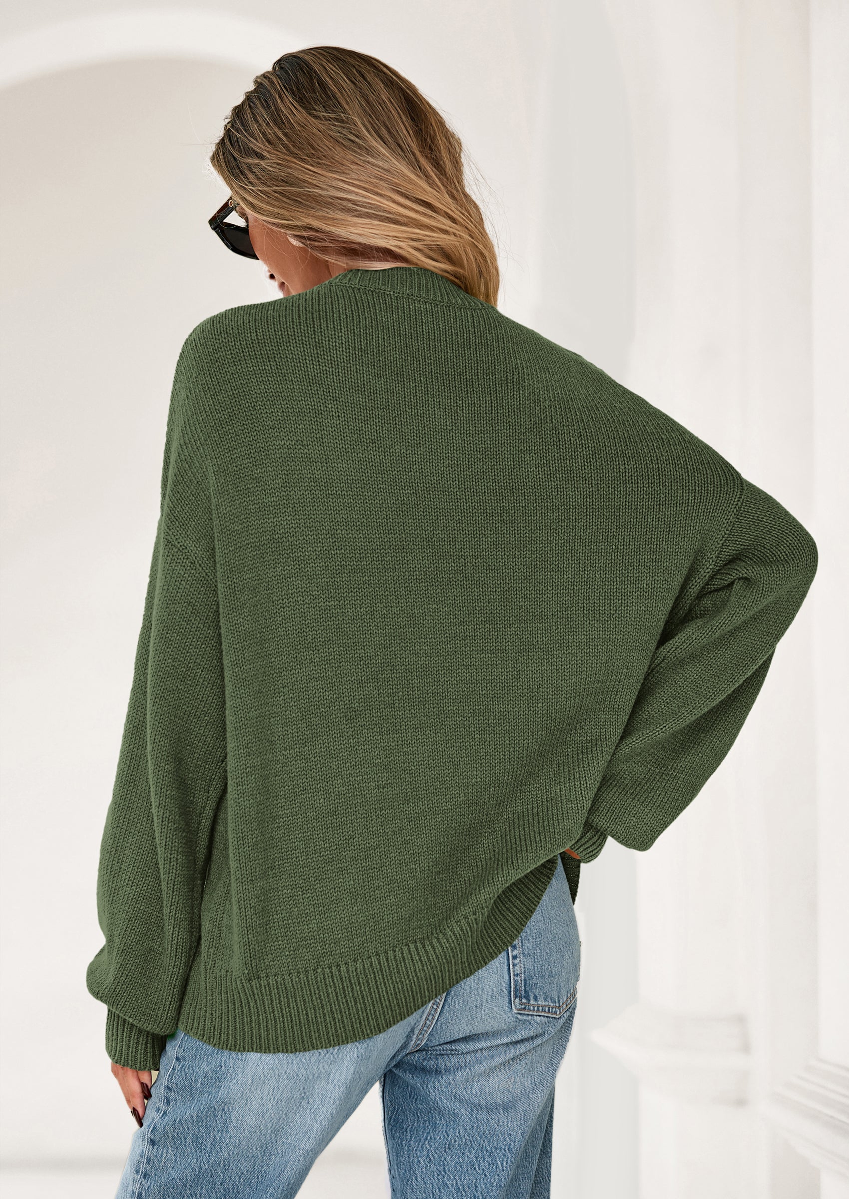 Womens Sweaters Fall Fashion Long Sleeve Crewneck Floral Knit Pullover Sweater Tops Winter Clothes