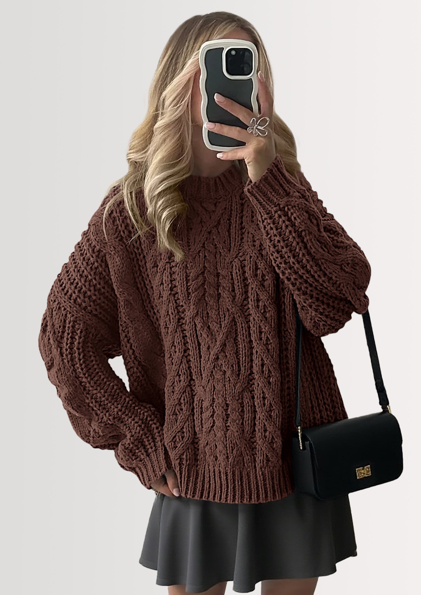 Women's Oversized Fall Sweaters Casual Long Sleeve Crewneck Chunky Cable Knit Pullover Tops Winter Clothes