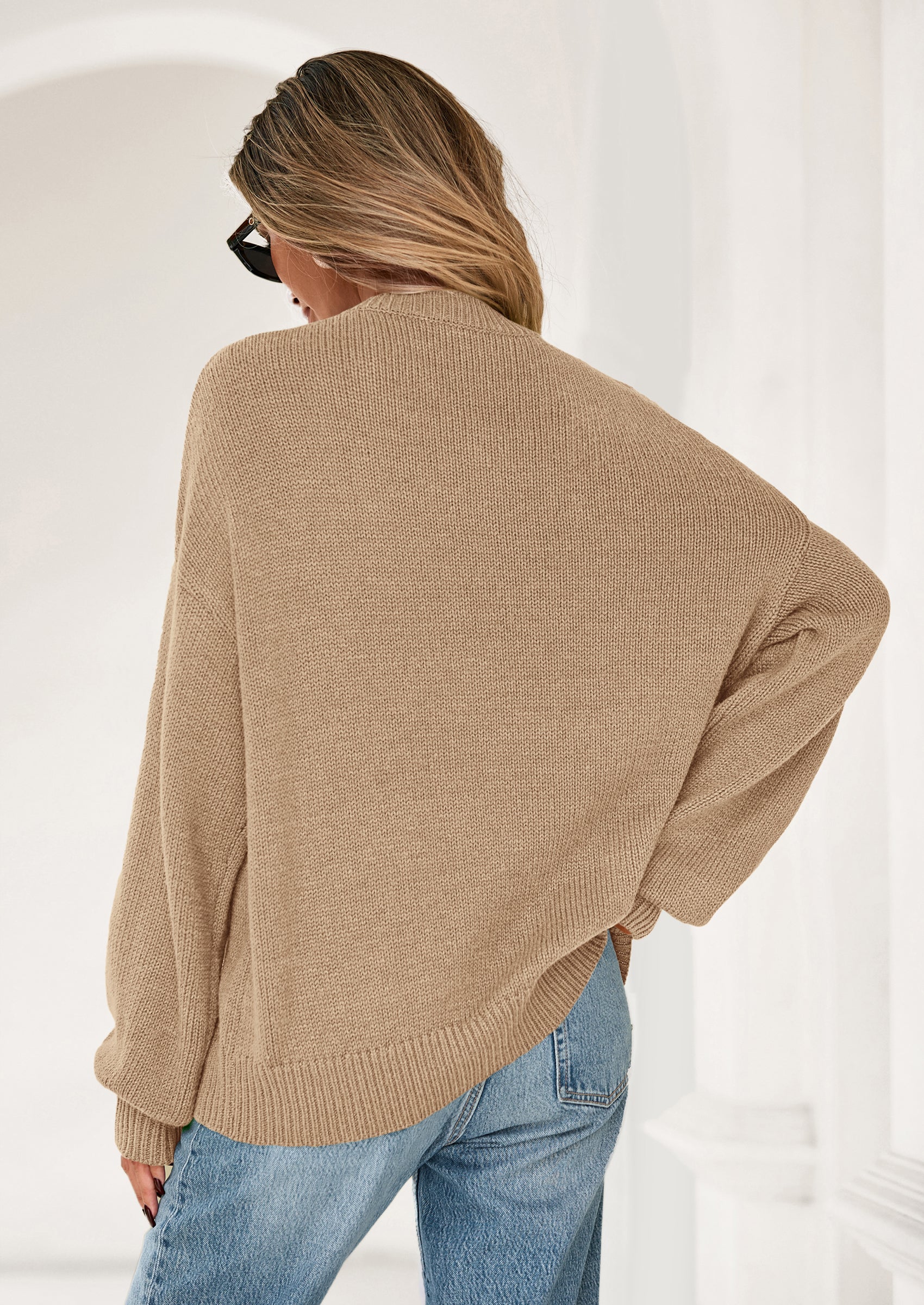 Womens Sweaters Fall Fashion Long Sleeve Crewneck Floral Knit Pullover Sweater Tops Winter Clothes