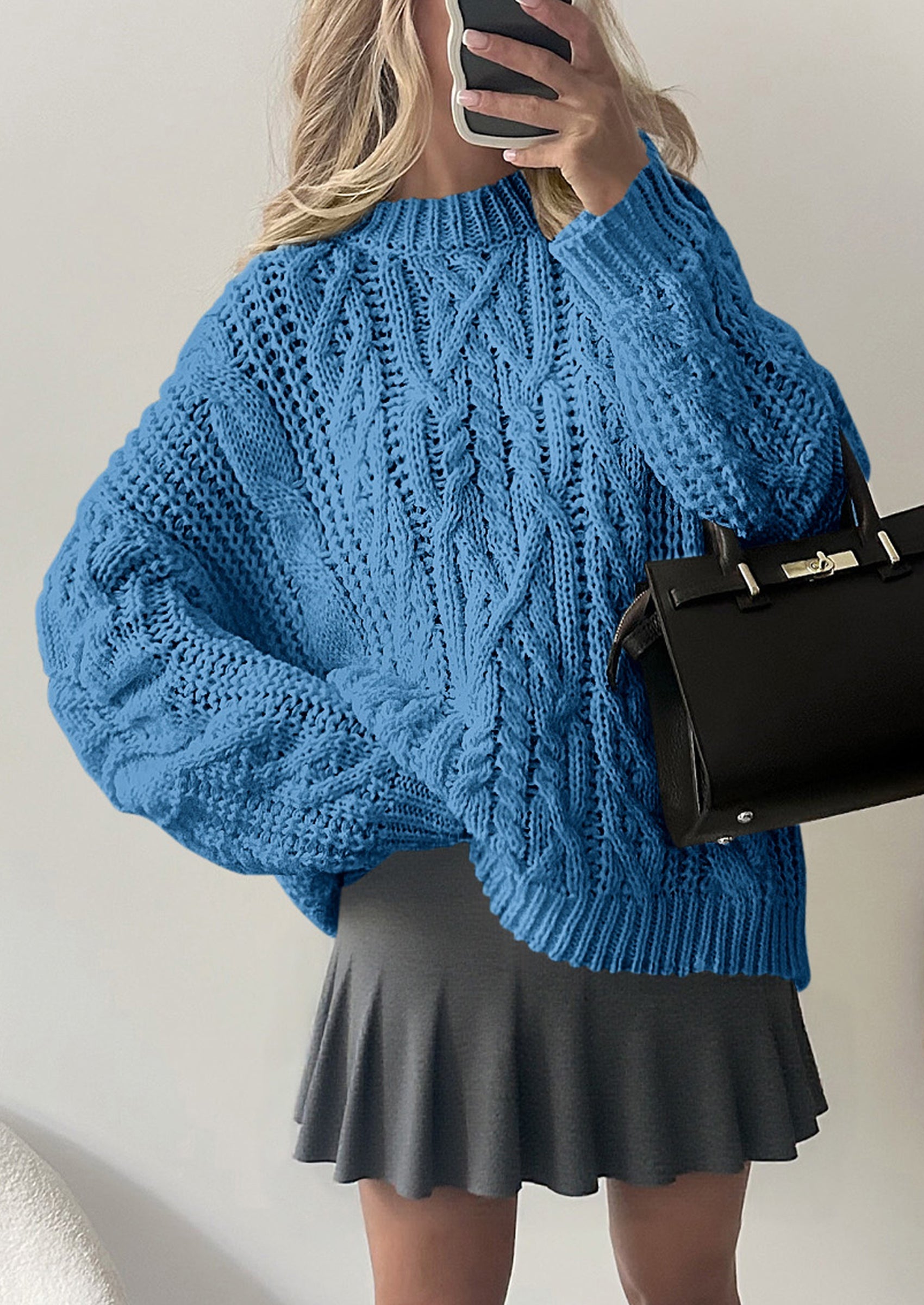 Women's Oversized Fall Sweaters Casual Long Sleeve Crewneck Chunky Cable Knit Pullover Tops Winter Clothes