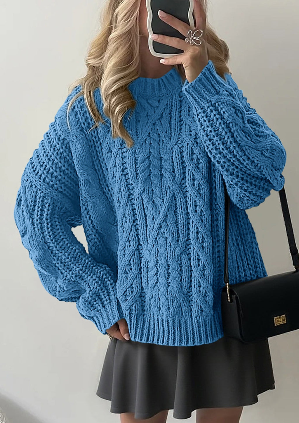 Women's Oversized Fall Sweaters Casual Long Sleeve Crewneck Chunky Cable Knit Pullover Tops Winter Clothes