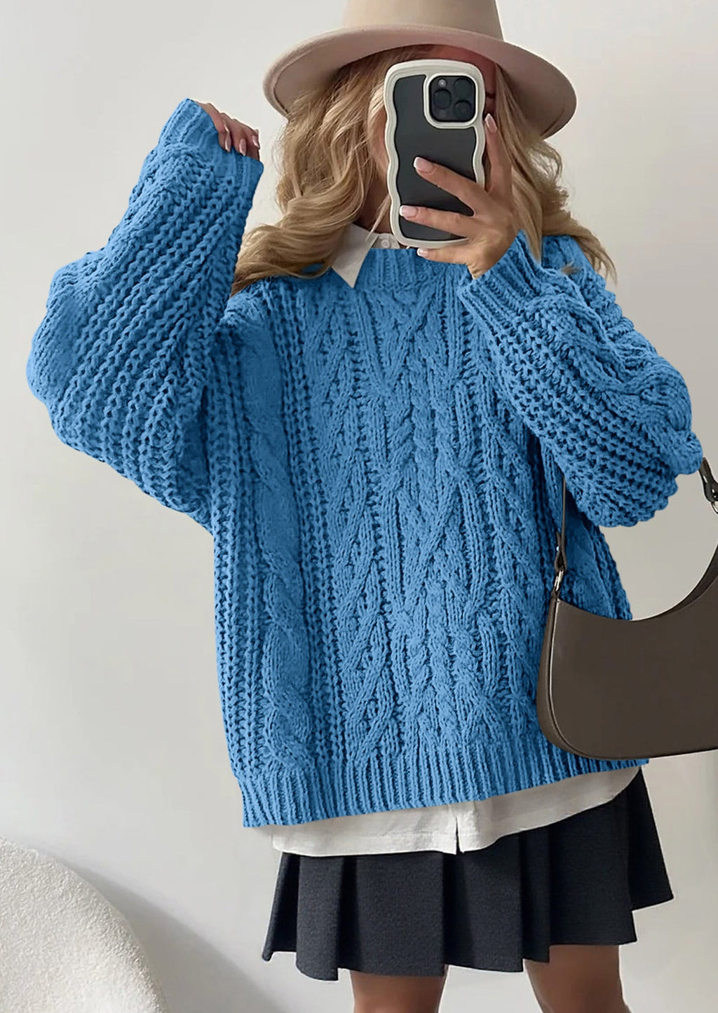Women's Oversized Fall Sweaters Casual Long Sleeve Crewneck Chunky Cable Knit Pullover Tops Winter Clothes