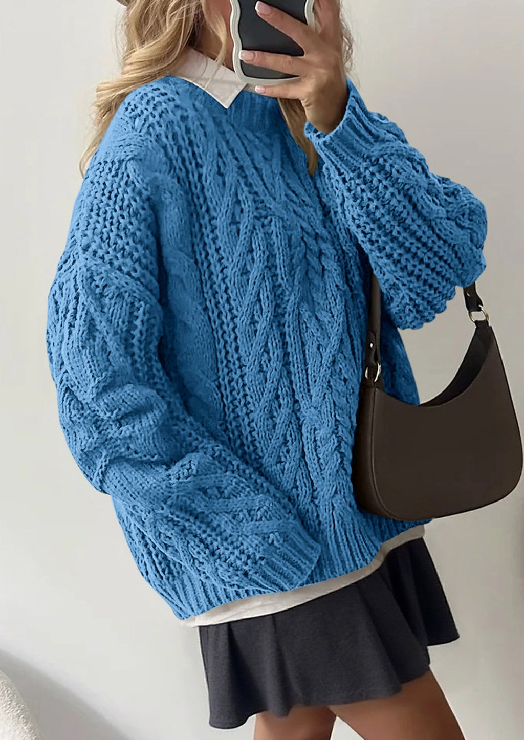 Women's Oversized Fall Sweaters Casual Long Sleeve Crewneck Chunky Cable Knit Pullover Tops Winter Clothes