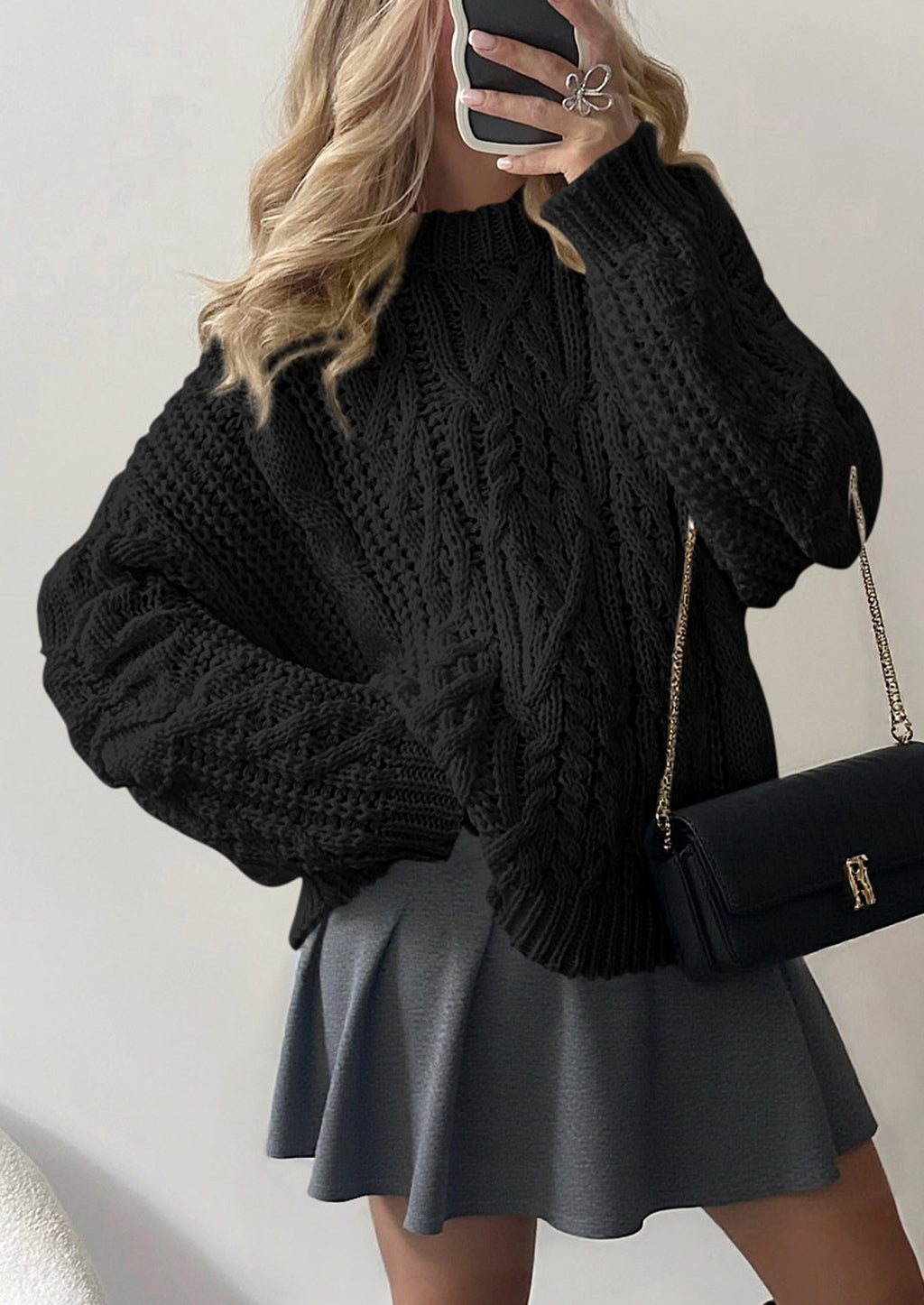 Women's Oversized Fall Sweaters Casual Long Sleeve Crewneck Chunky Cable Knit Pullover Tops Winter Clothes