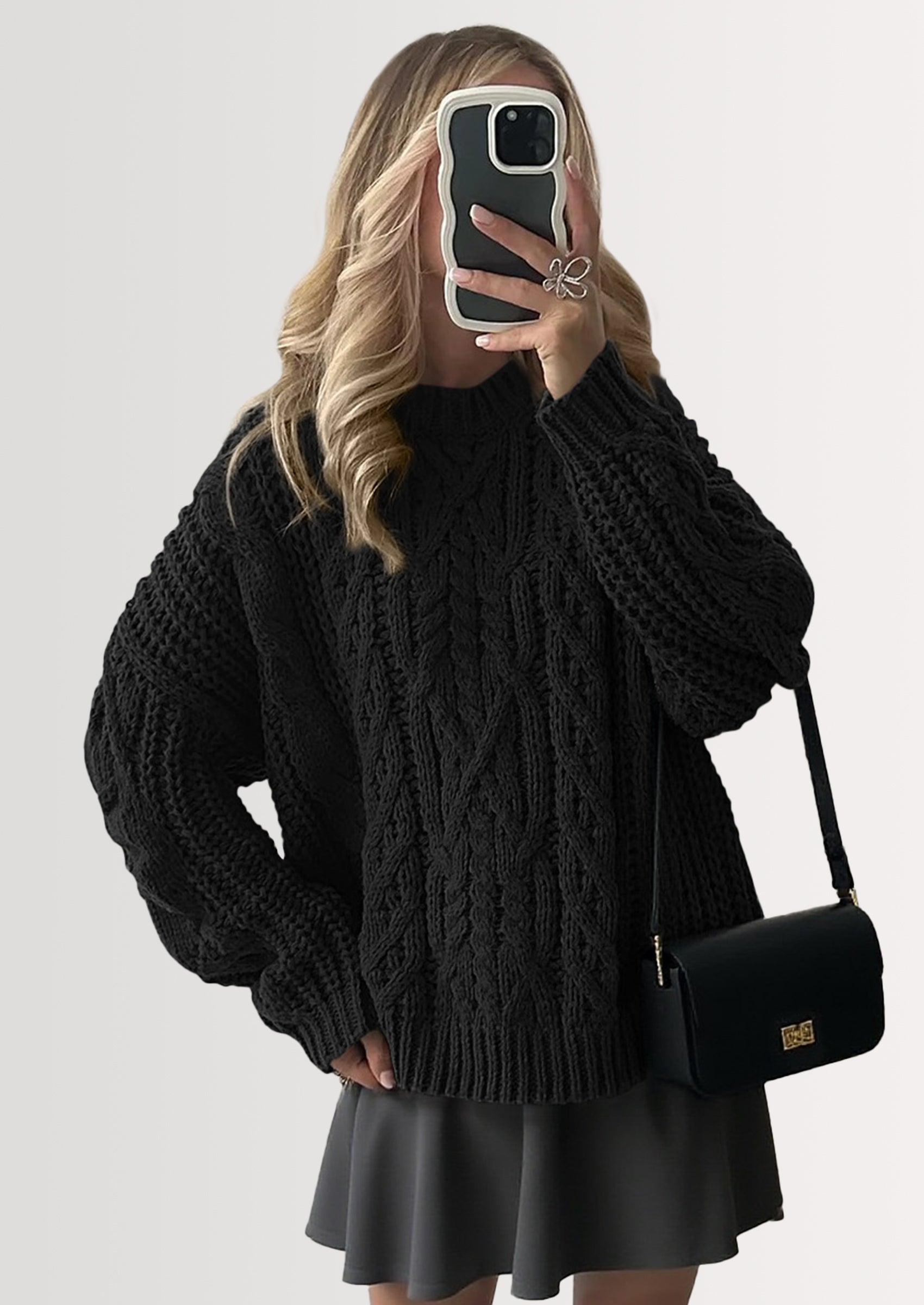 Women's Oversized Fall Sweaters Casual Long Sleeve Crewneck Chunky Cable Knit Pullover Tops Winter Clothes
