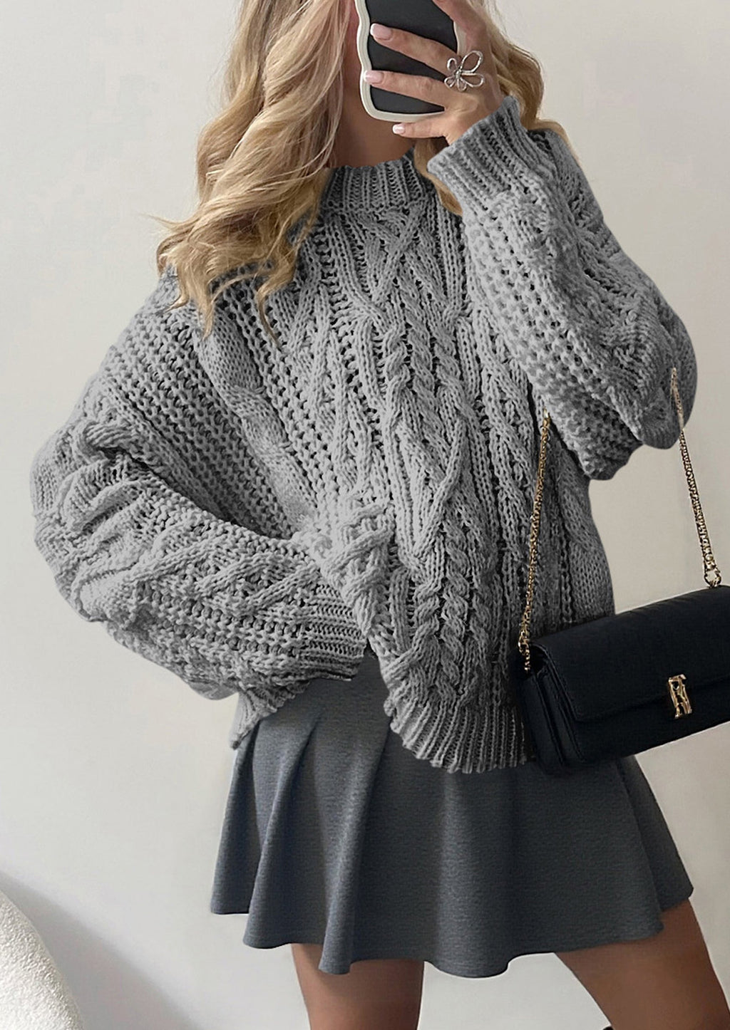 Women's Oversized Fall Sweaters Casual Long Sleeve Crewneck Chunky Cable Knit Pullover Tops Winter Clothes