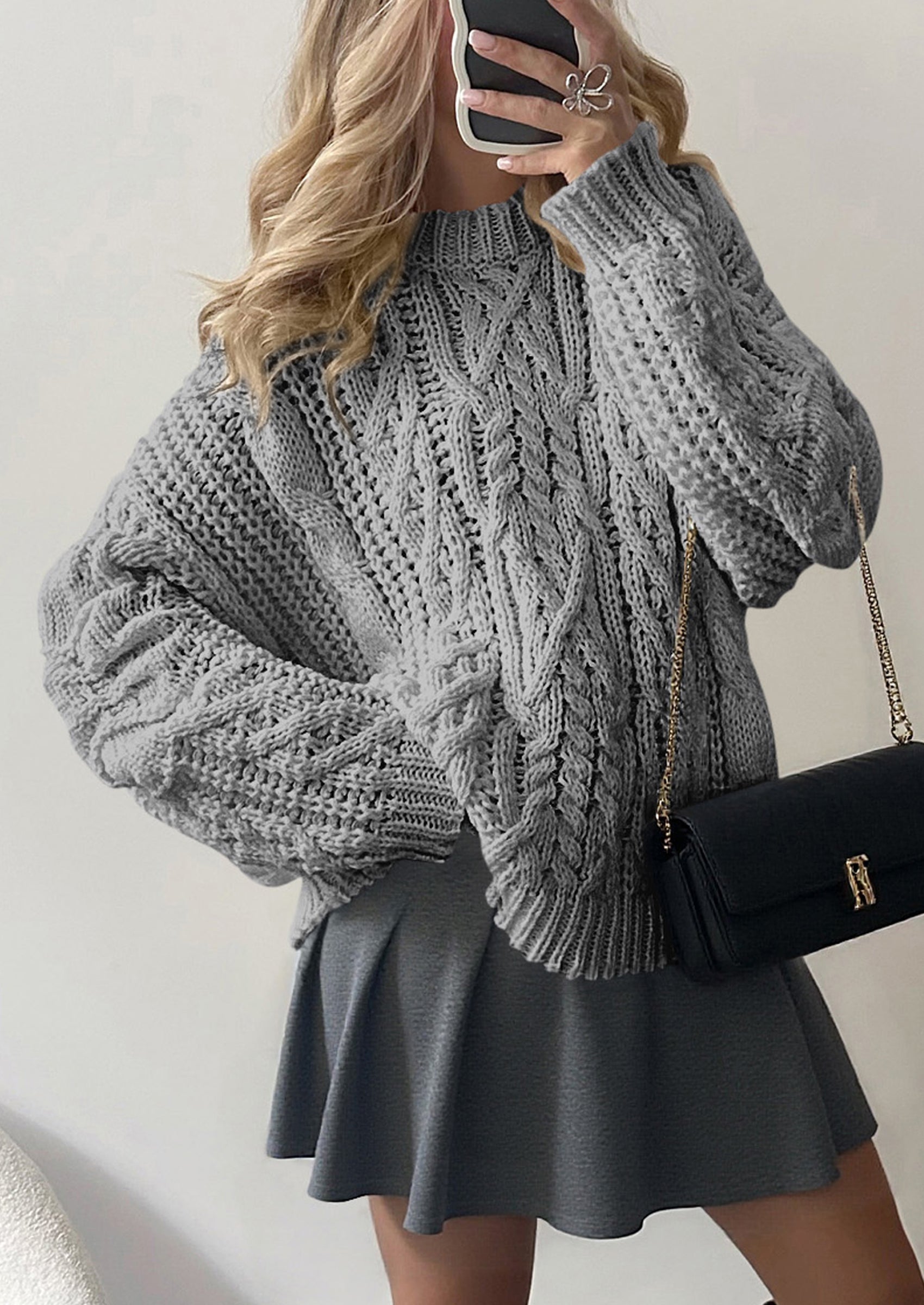 Women's Oversized Fall Sweaters Casual Long Sleeve Crewneck Chunky Cable Knit Pullover Tops Winter Clothes