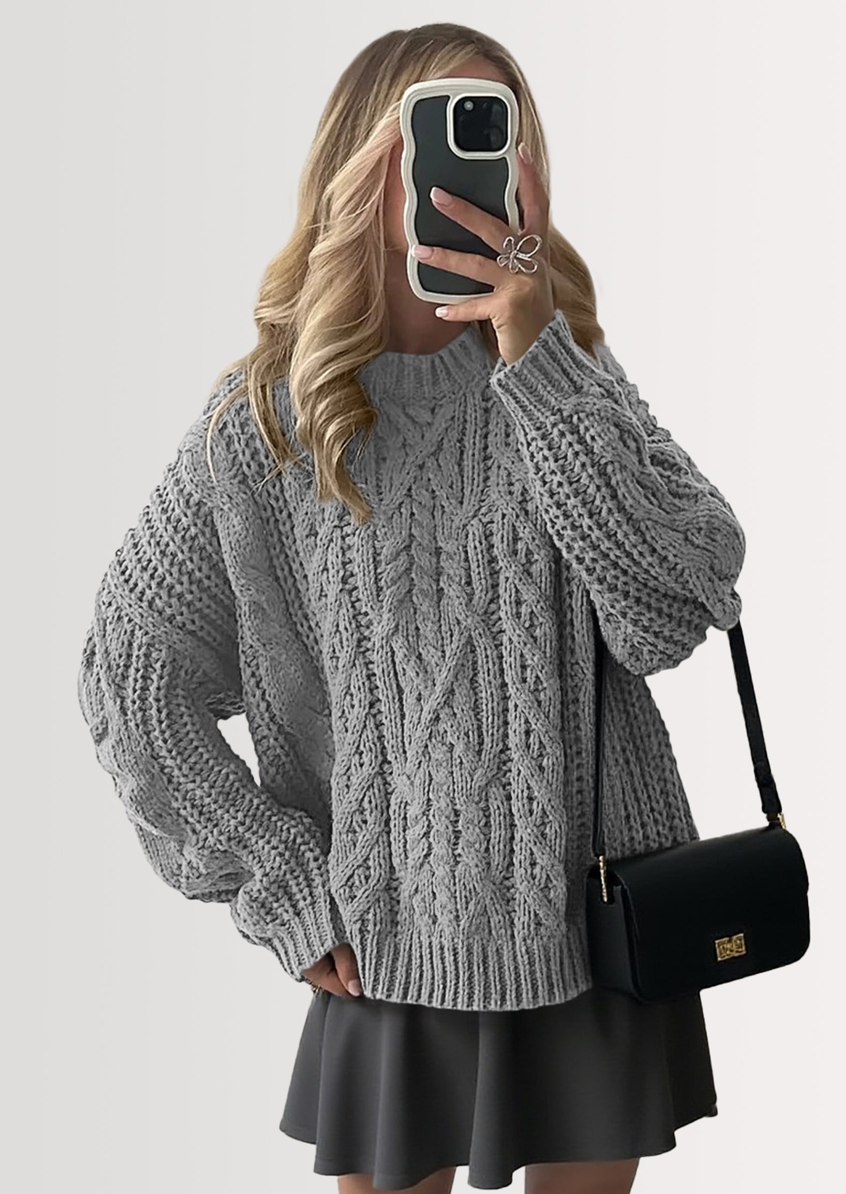 Women's Oversized Fall Sweaters Casual Long Sleeve Crewneck Chunky Cable Knit Pullover Tops Winter Clothes