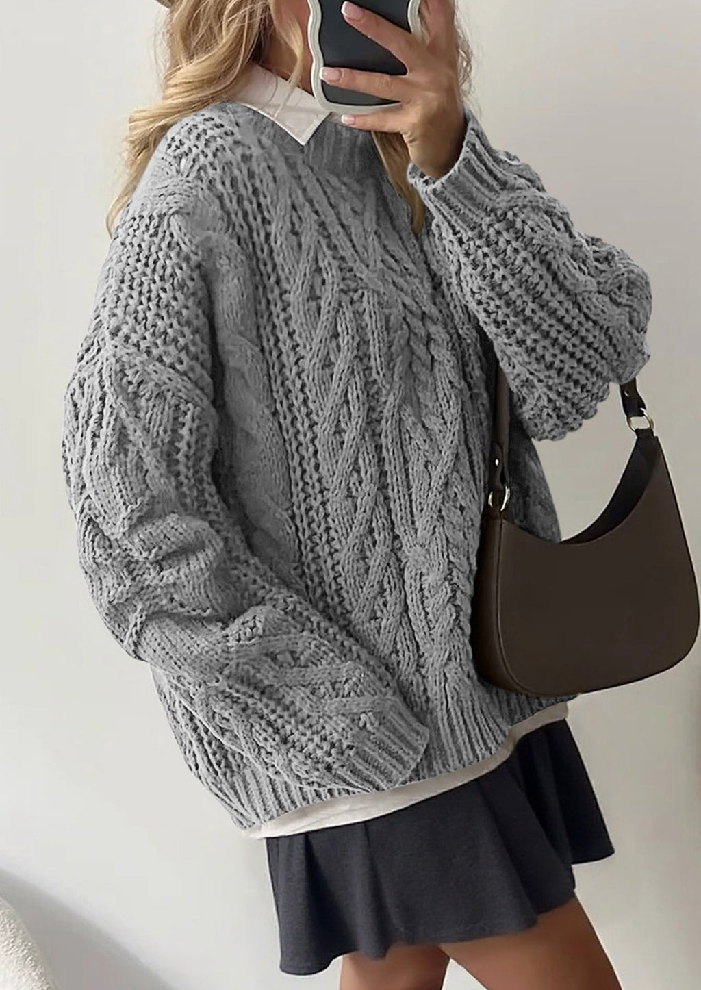 Women's Oversized Fall Sweaters Casual Long Sleeve Crewneck Chunky Cable Knit Pullover Tops Winter Clothes