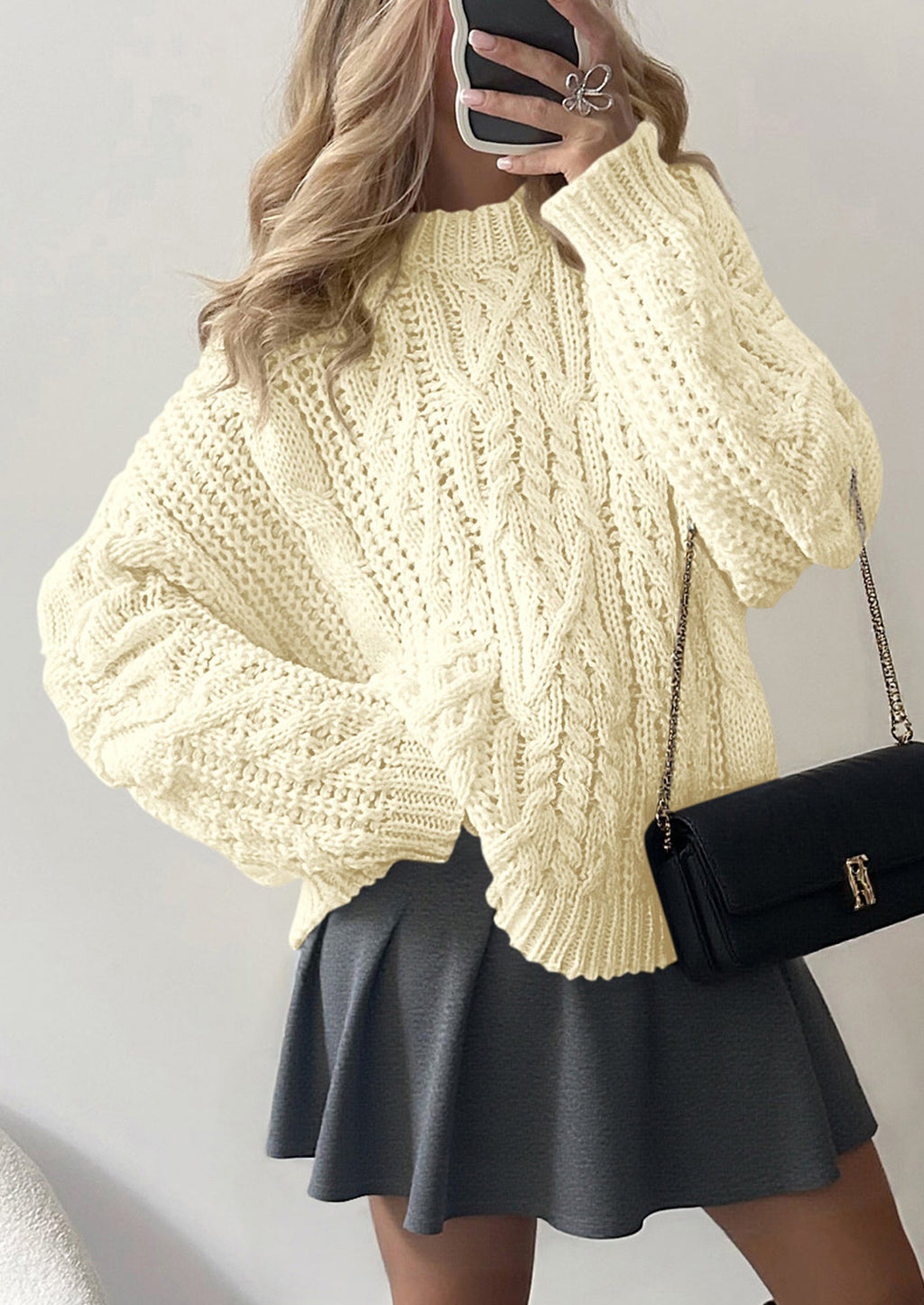 Women's Oversized Fall Sweaters Casual Long Sleeve Crewneck Chunky Cable Knit Pullover Tops Winter Clothes