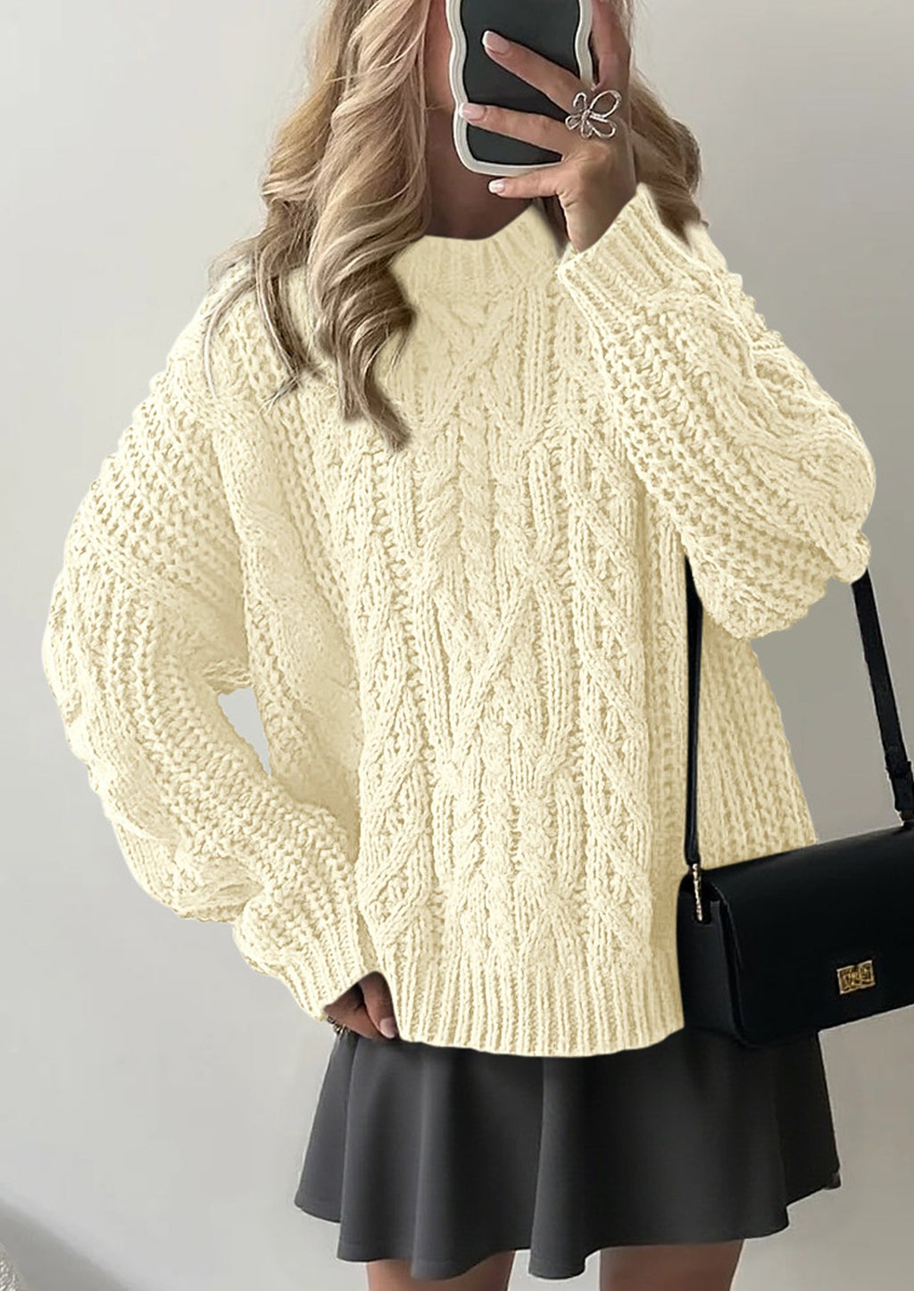 Women's Oversized Fall Sweaters Casual Long Sleeve Crewneck Chunky Cable Knit Pullover Tops Winter Clothes