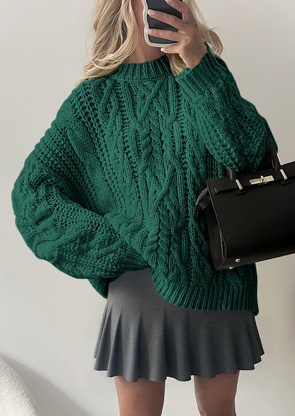 Women's Oversized Fall Sweaters Casual Long Sleeve Crewneck Chunky Cable Knit Pullover Tops Winter Clothes